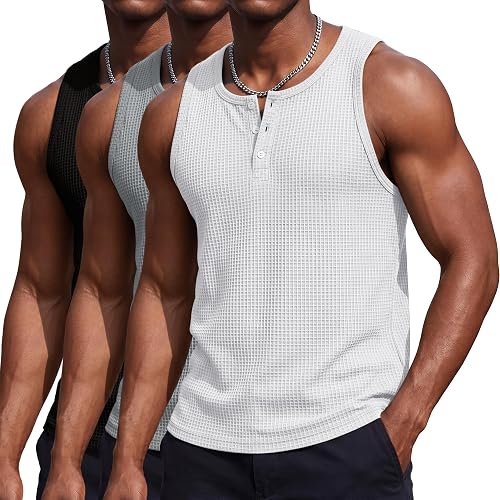 August Alley 3 Pack Men's Sleeveless Tank Tops, 3-Color, XX-Large