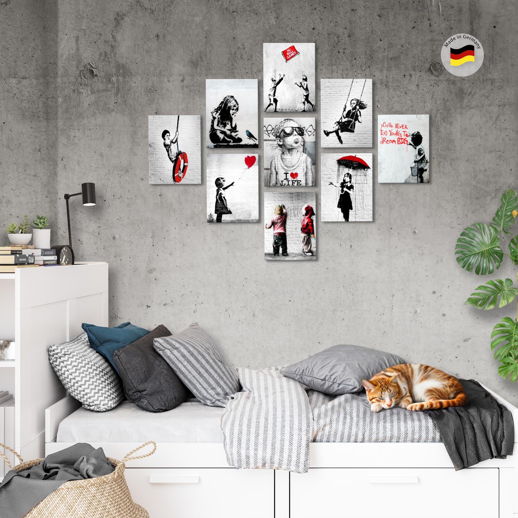 Novart Quadros Banksy Collage - Quadro Street Art Moderno Su Pannello MDF, Senza Cornice, 110 G/m², Made In Germany - 2