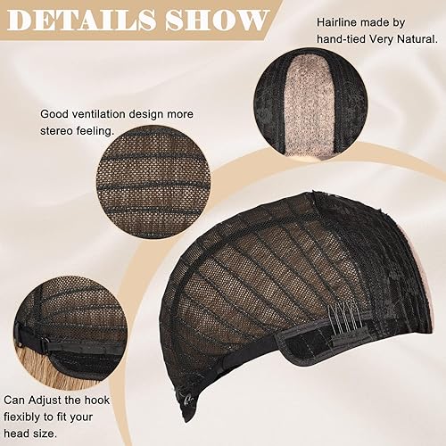 Miniatura 5 de NAYOO Peluca larga ondulada rubia ombré para mujer, de 26 pulgadas, parte media, rizada, ondulada, de aspecto natural, fibra sintética resistente al