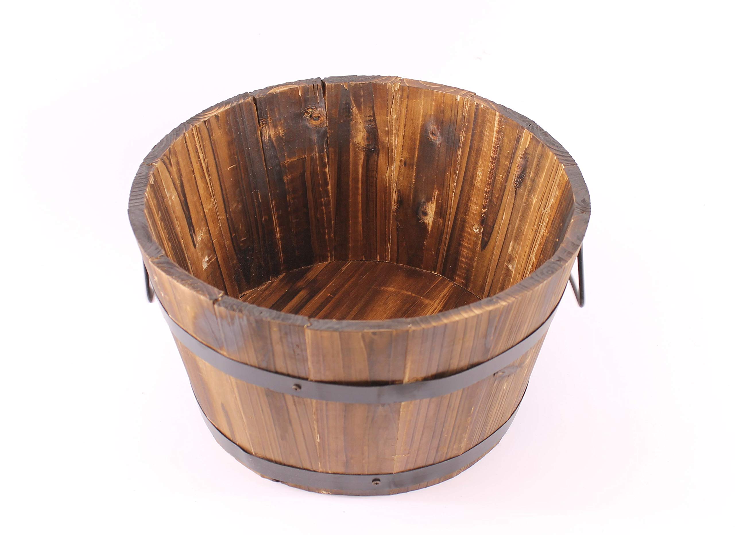 Gardening Naturally Rustic Burnt Wood Barrel Different (Small)