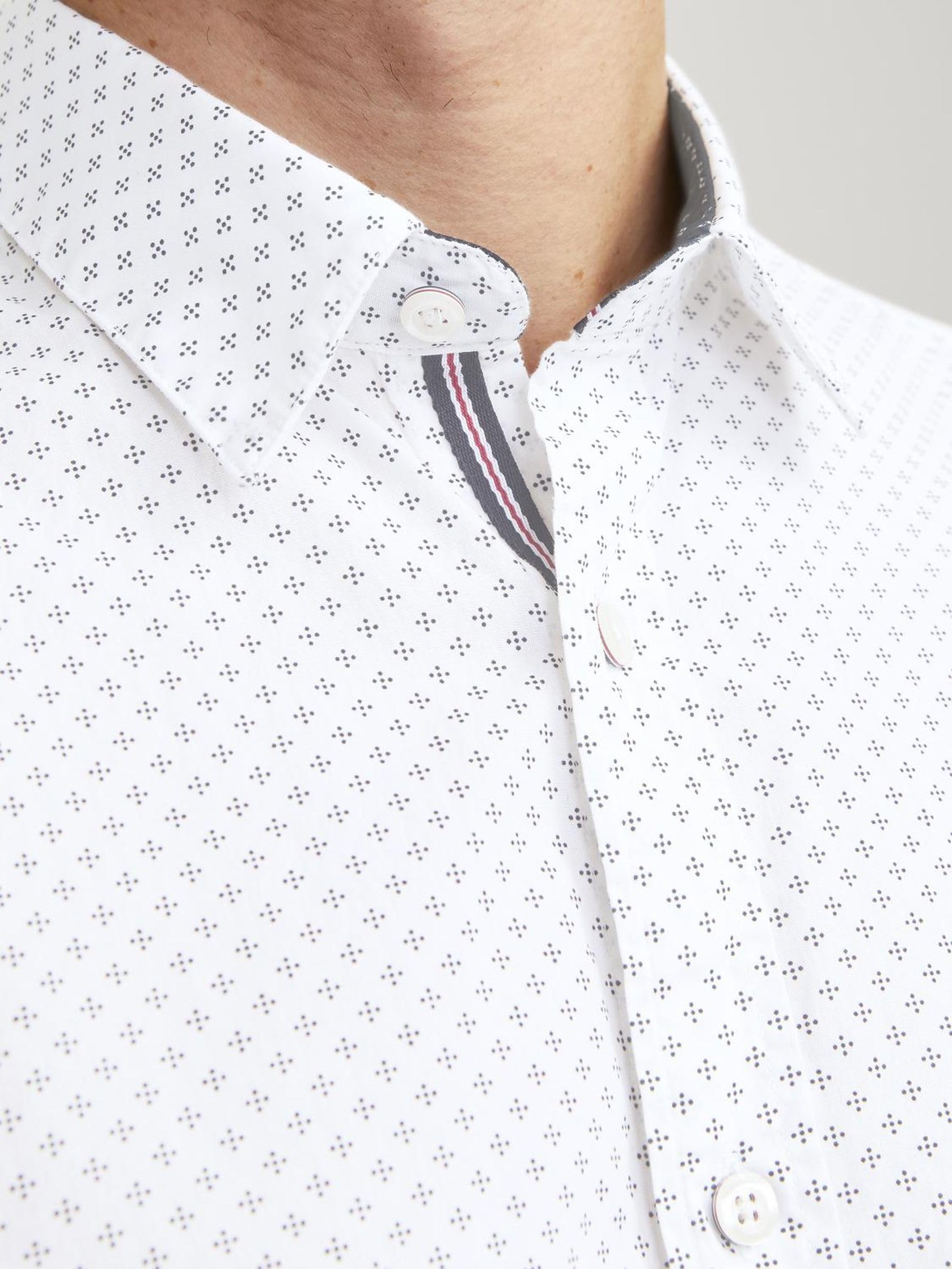 JACK & JONES Camicia Micro Fantasia, Maniche Corte e vestibilità Slim.