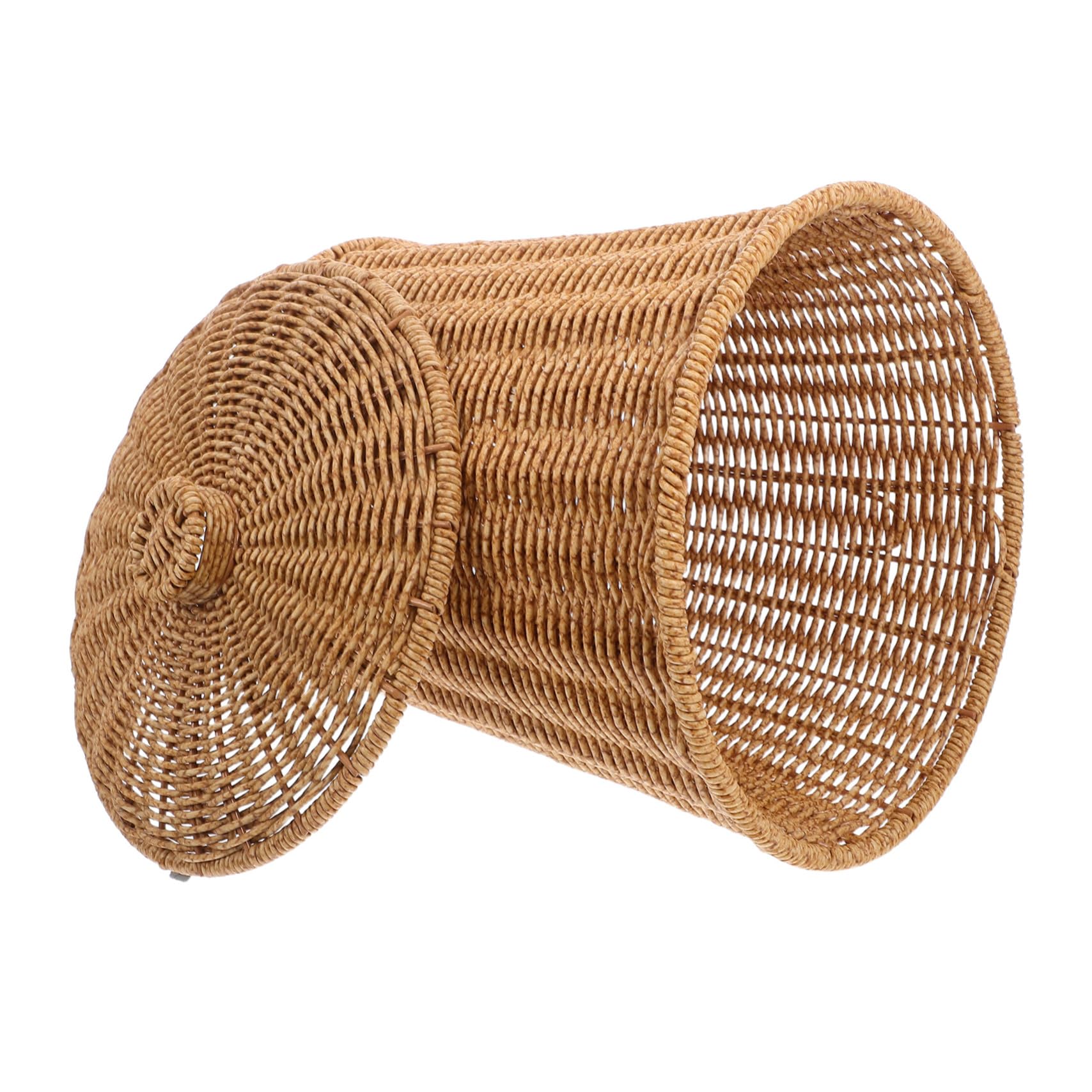 Zerodeko Panier de Rangement Tissé Main avec Couvercle pour Linge et Jouets Panier Rond Rotin Synthétique pour Maison
