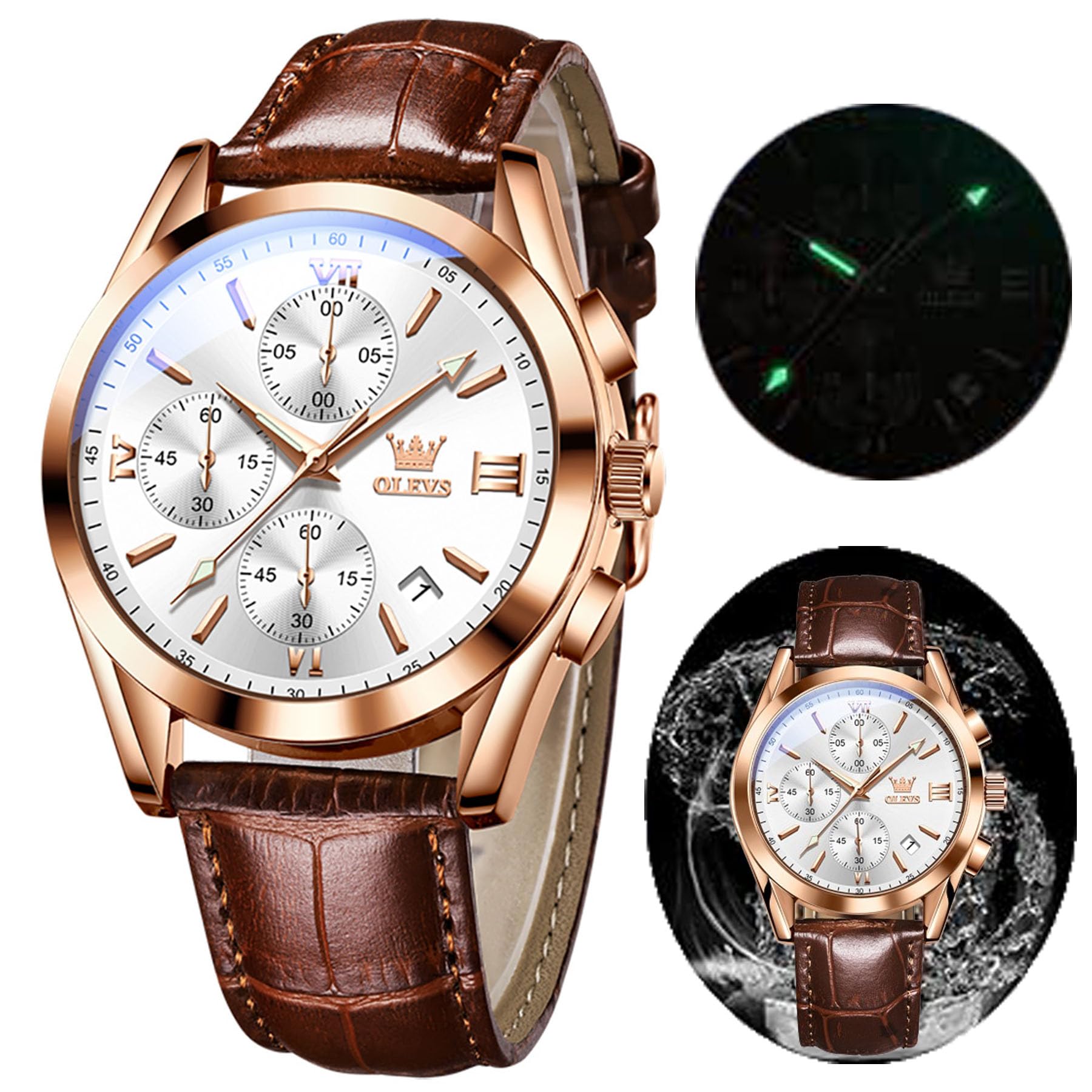 Men's Casual Fashion Waterproof Gold Stainless Steel Band Quartz Gold Watches Gifts for Men