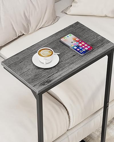 Miniatura 7 de TUTOTAK Mesa auxiliar en forma de C, mesa auxiliar pequeña, mesa de sofá de 28.7 pulgadas de alto, mesa de sofá, sala de estar, dormitorio, gris