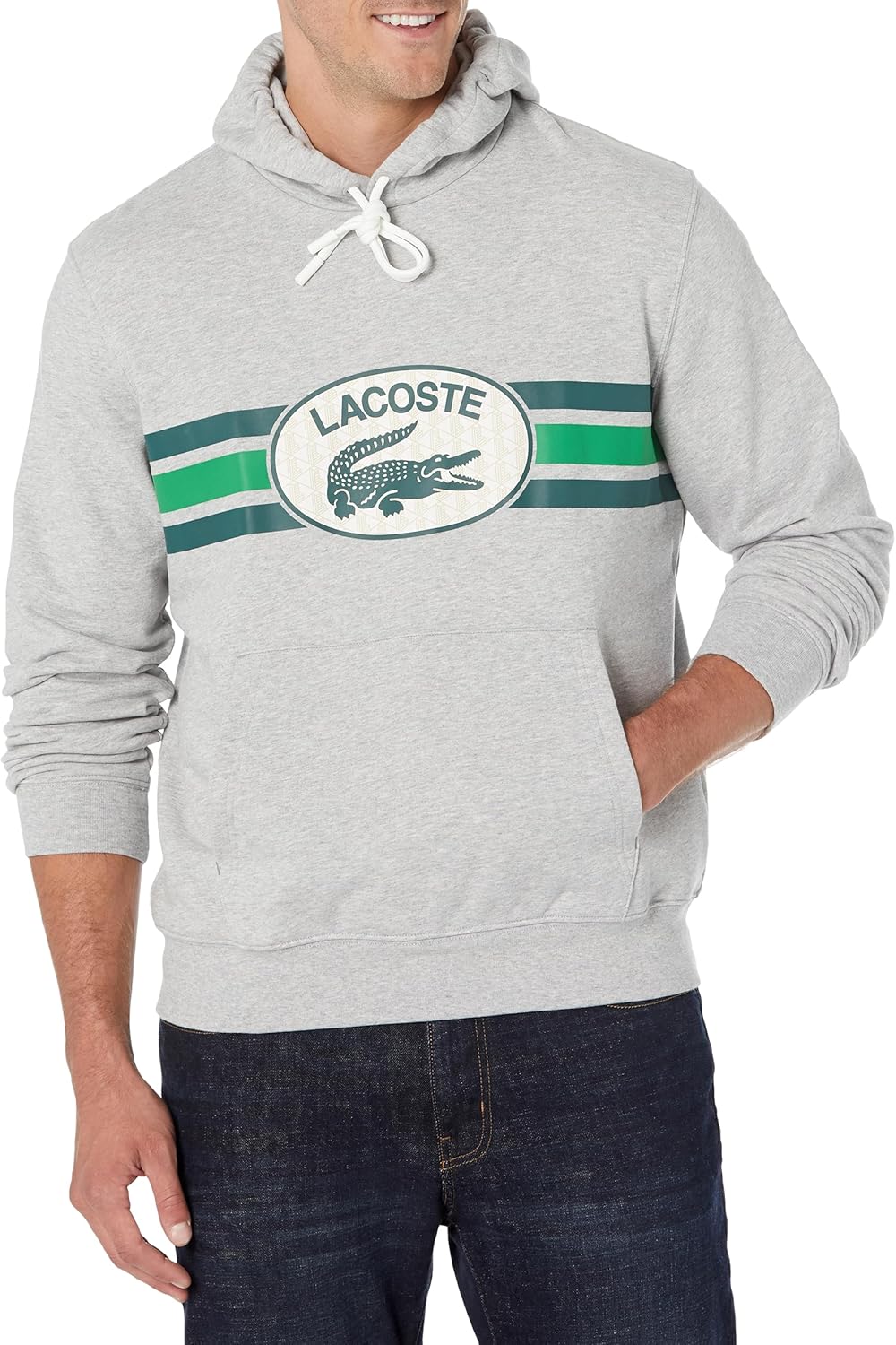 Lacoste Men's Loose Fit Monogram Print Hoodie