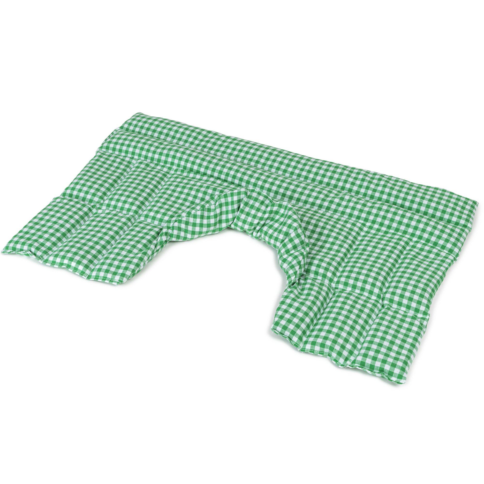 Bio-Dinkelkissen Schulter & Nackenkissen mit Kragen. Nacken Wärmekissen, Körnerkissen - Wärme und Kälte (grün-weiß kariert, Bio-Dinkel)
