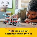 LEGO Creator 3 en 1 camion à plateau avec hélicoptère, se transforme d'un jouet camion à plateau en avion à hélices, en hot rod et en SUV, idée cadeau pour garçons et filles de 7 ans et plus, 31146