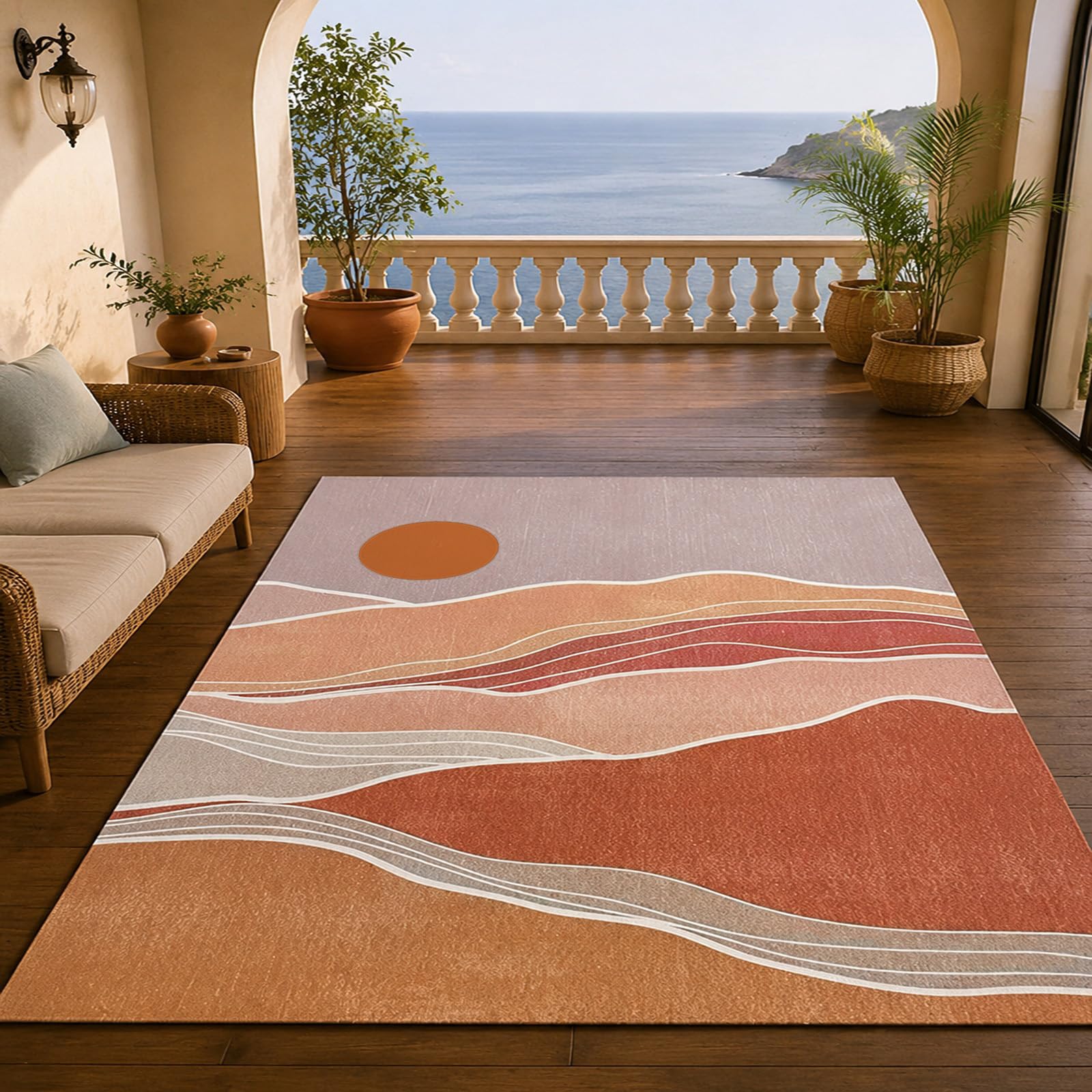 Tappeti di zona, 80 x 160 cm, Moderno astratto Marrone Beige Rosso Grigio, Tappeto Lavabile, Rugs Decorativa per Tavolino Salotto, Armadio Camera da Letto,