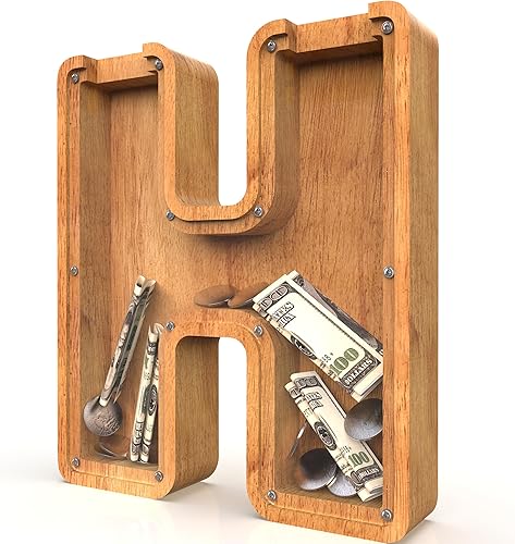 Miniatura 21 de Alcancías de Letras de Madera Extra Grandes de 12" - Alcancías para Niños y Niñas, Bancos de Dinero del Alfabeto con Inicial R - Banco de Monedas