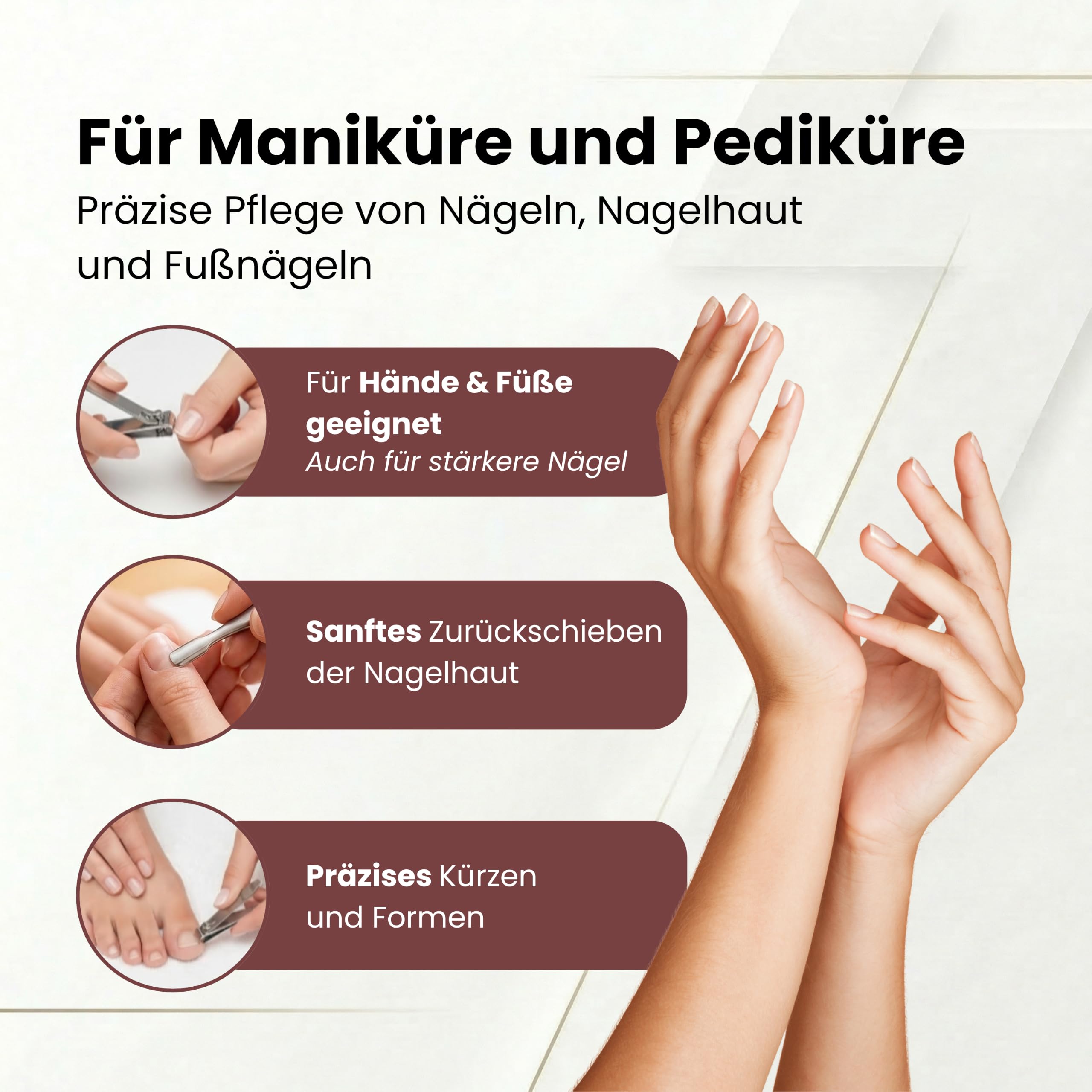 Sonnenschein by Hans Kniebes Maniküre Set 11-teilig Bordeaux - Manicure-Etui aus Nappa-Lammleder - Nagelschere Hautschere Nagelzange Pinzette Feile Knipser - Rostfreier Edelstahl