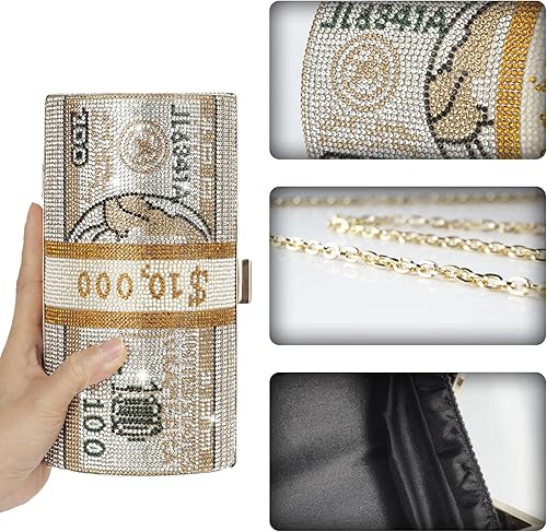 Miniatura 2 de Bolso de mano con diamantes de imitación para mujer, bolsos de noche de cristal, monedero con diamantes brillantes para bodas y fiestas, gold1