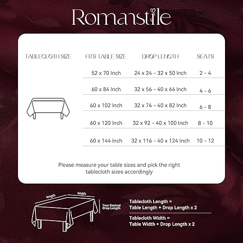 Miniatura 6 de Romanstile Mantel rectangular de jacquard, elegante mantel impermeable con patrón floral de damasco, fundas decorativas de gran peso para cenas,