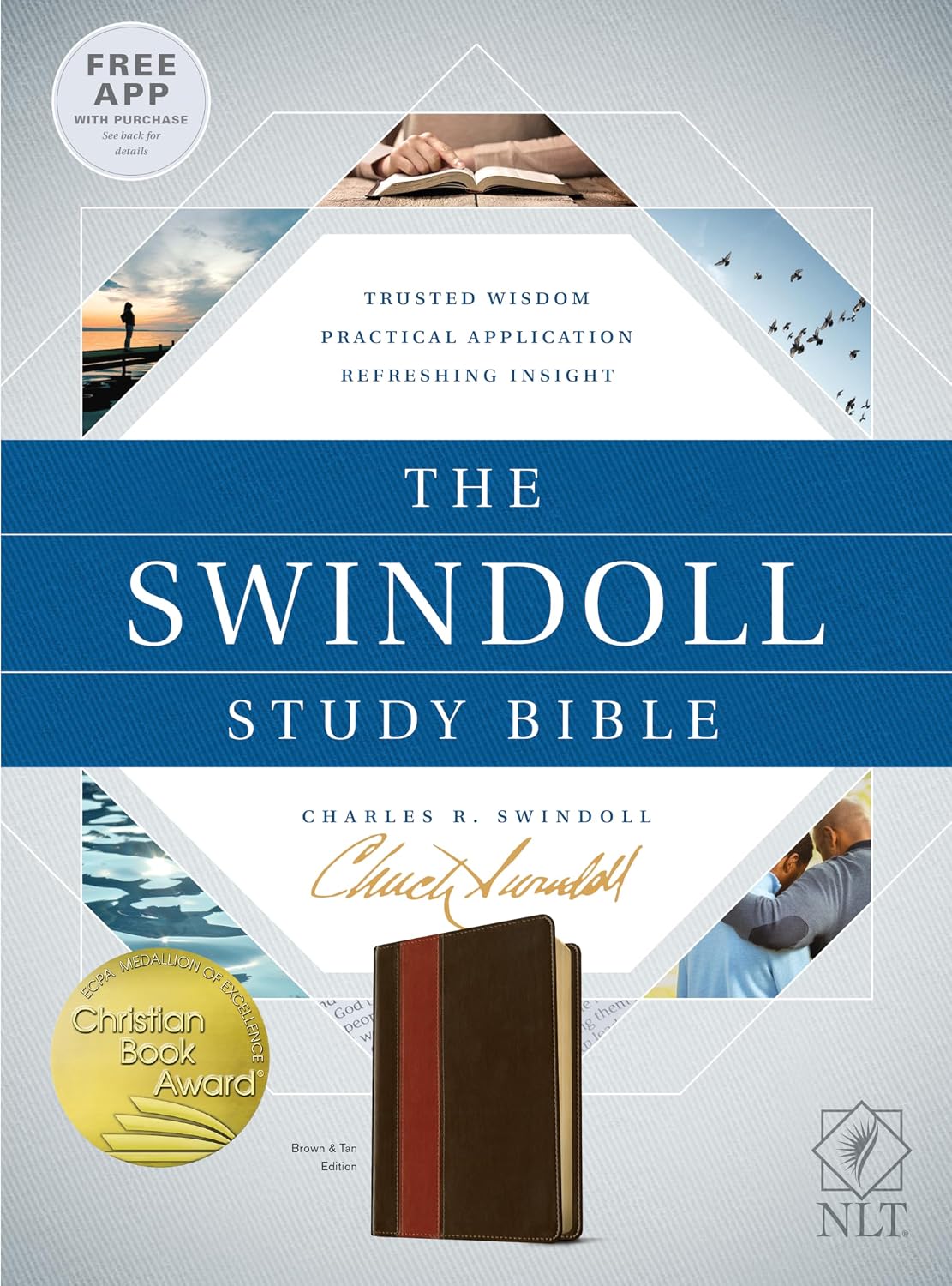 Tyndale NLT The Swindoll Study Bible, TuTone (LeatherLike, Brown/Tan