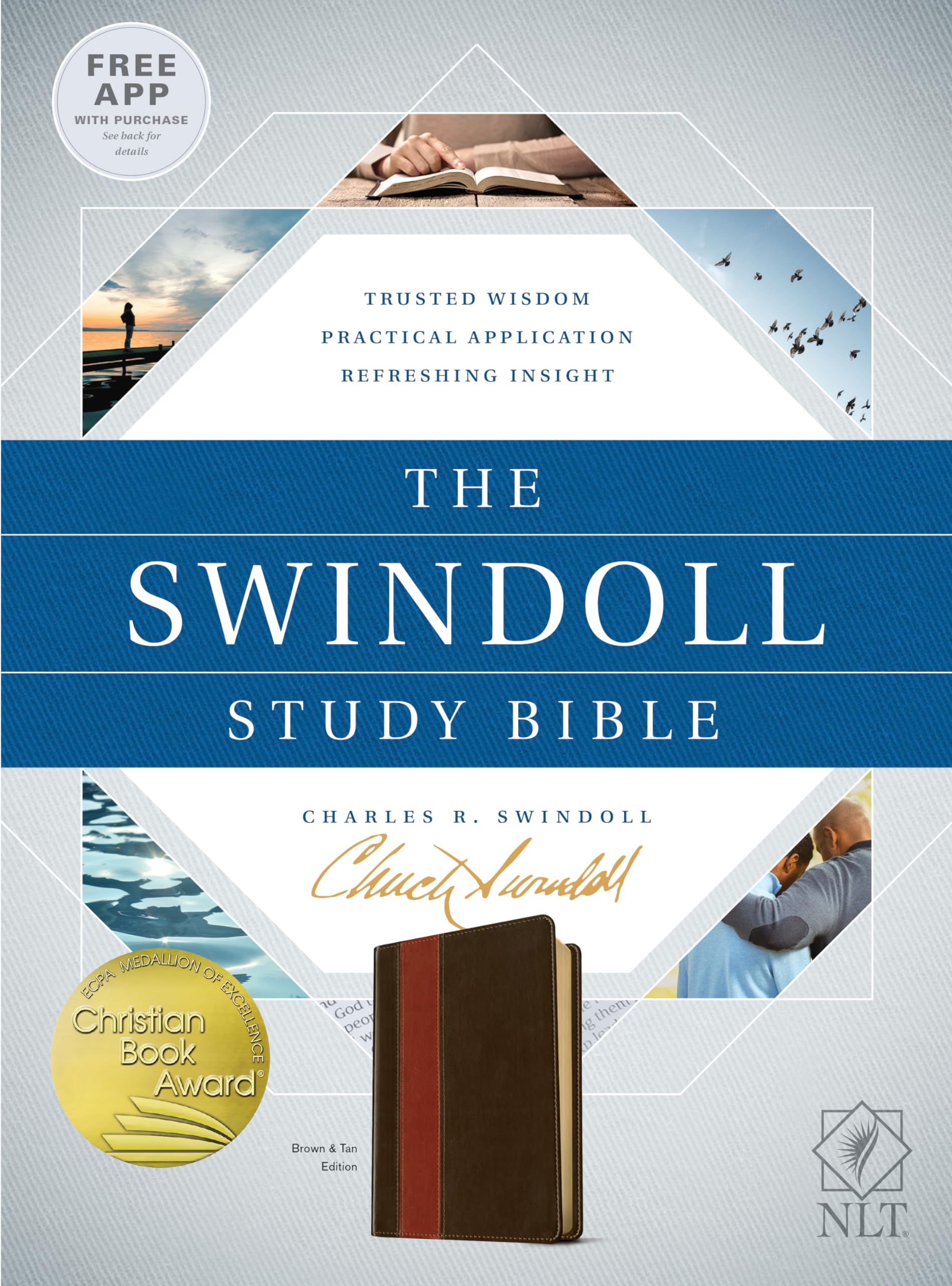 Tyndale NLT The Swindoll Study Bible, TuTone (LeatherLike, Brown/Tan) - New Living Translation Study Bible by Charles Swindoll, Includes Study Notes, Book Introductions, Application Articles & More!