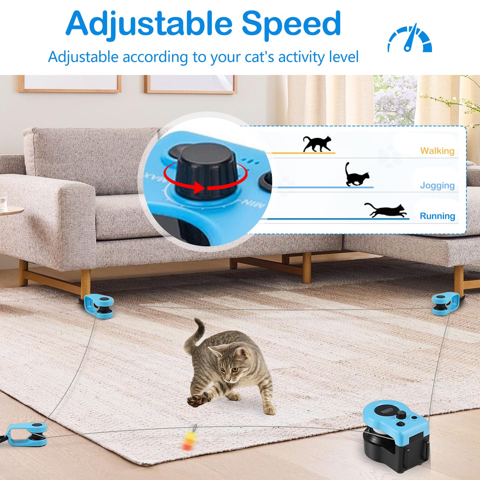 Katzenspielzeug, Selbstbeschäftigung Aufladbare Elektrisch Cat Toys Interaktives Intelligenzspielzeug Katzenspielzeug Satz für Katzen Automatisches/Ferngesteuertes Geschwindigkeit einstellbar