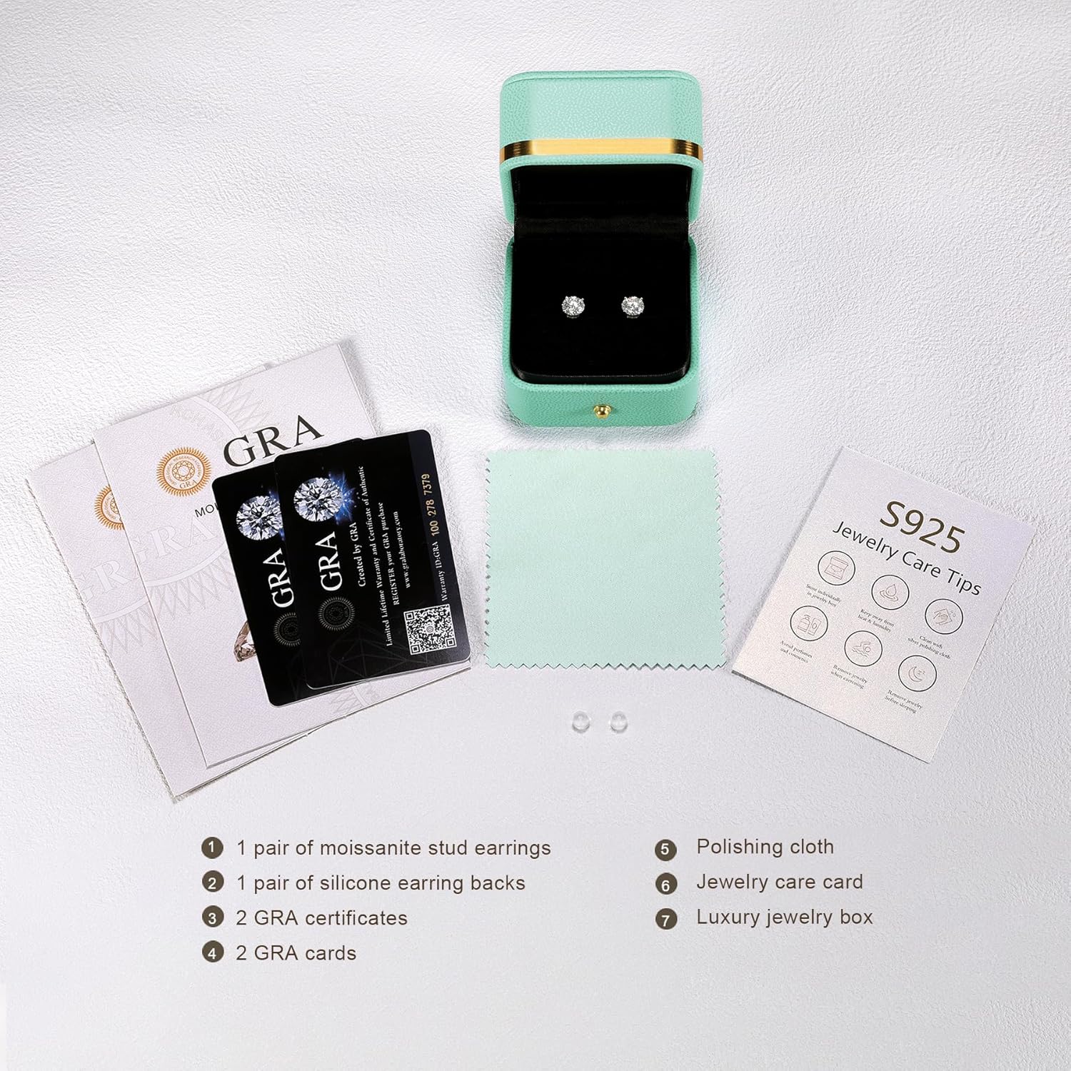 Moissanite Earrings for Women,D Color VVS1 Clarity Lab Created Gemston Men Studs S925 Sterling Silver Plated 18k White Gold Hypoallergenic Jewelry - Image 7