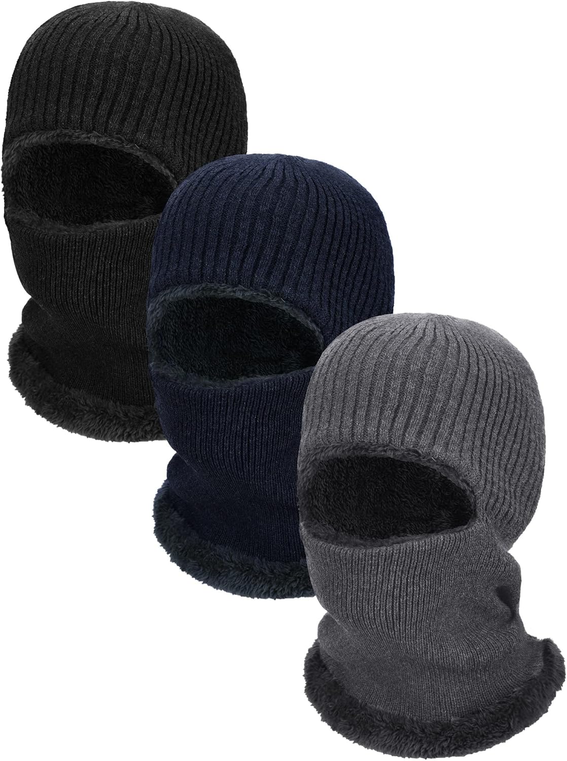 Geyoga 3 Pieces Winter Balaclava Ski Mask for Men Women Warm Knitted Fleece Full Face Cover Windproof Outdoor Sports Cycling