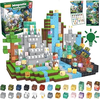 Magnetic Blocks Dinosaur Castle-200PCS Magnetic Building Blocks,Magnetic Cubes for Ages 3-10 STEM Sensory Educational Stacking Toys for Boys & Girls Birthday Gifts.