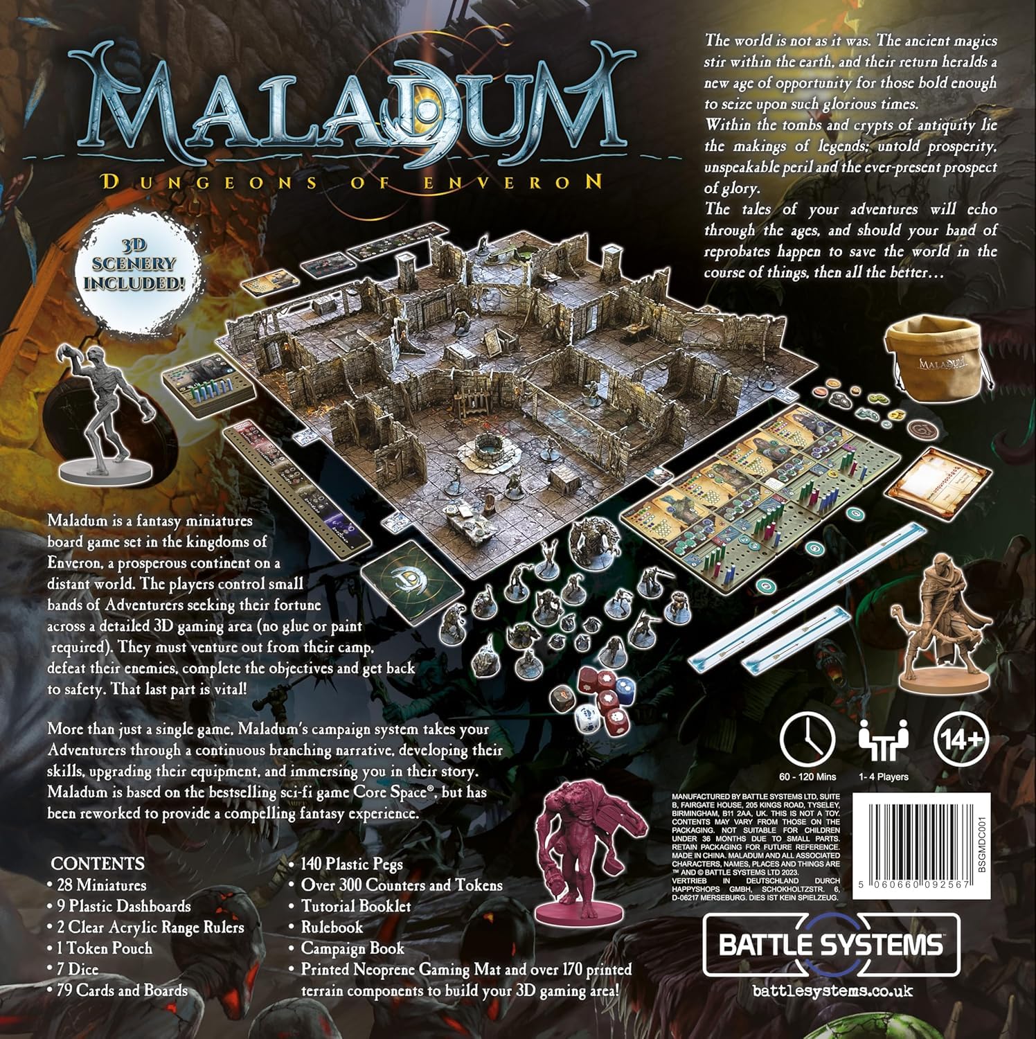 Maladum Dungeons of Enveron Starter Set - Fantasy Brettspiel für 1-4 Spieler, Alter 12+, Solo, Koop und Adversarial Play German Language Version