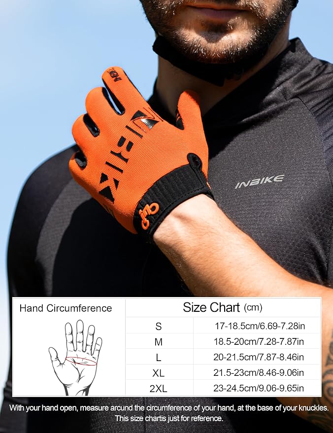 Guantes para ciclismo INBIKE para hombre y mujer talla L naranja miniatura 6