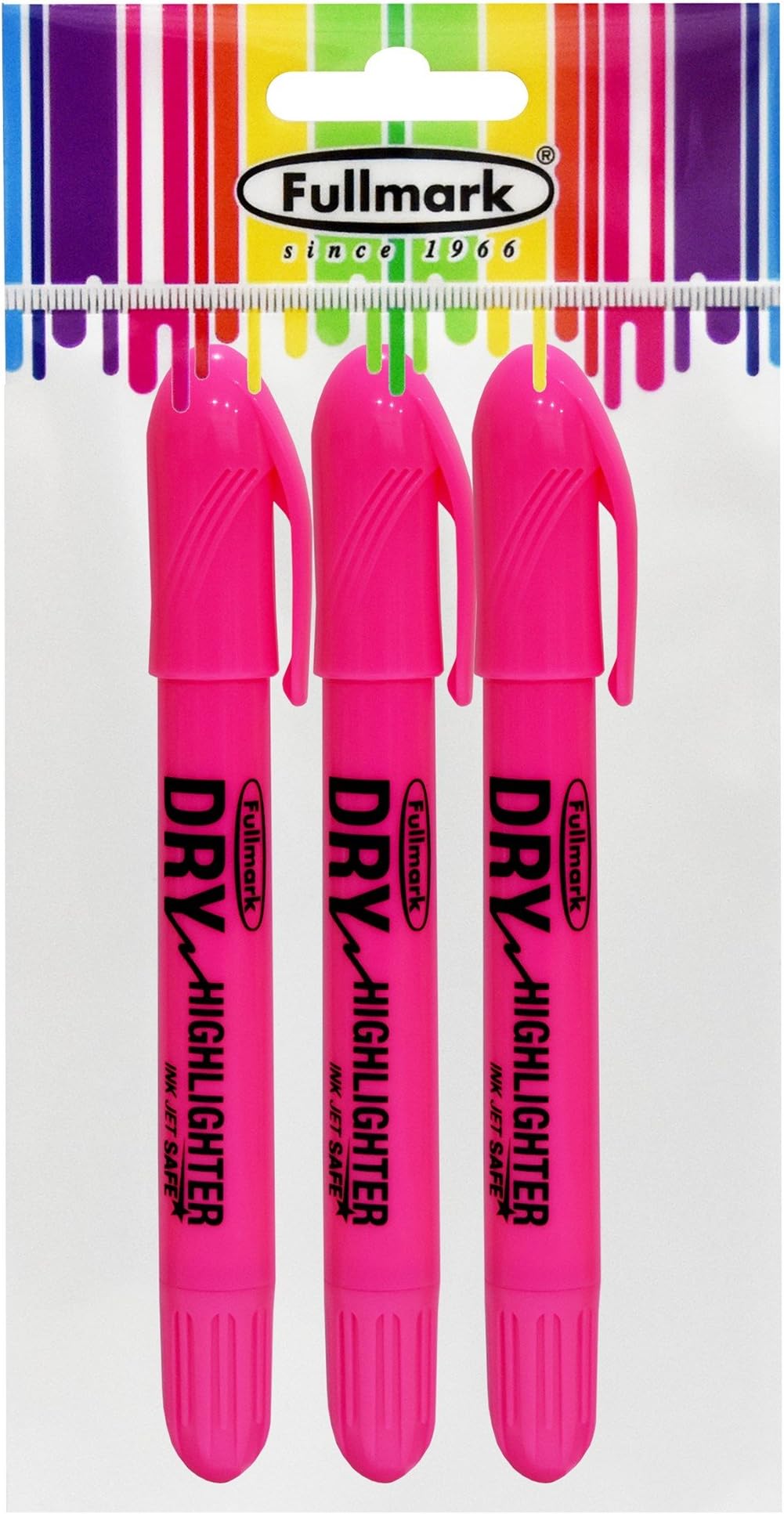 Fullmark Twist and Glide Bible Dry Highlighter, Non-bleed, Inkjet Safe, Neon All Pink, 3-count kit,