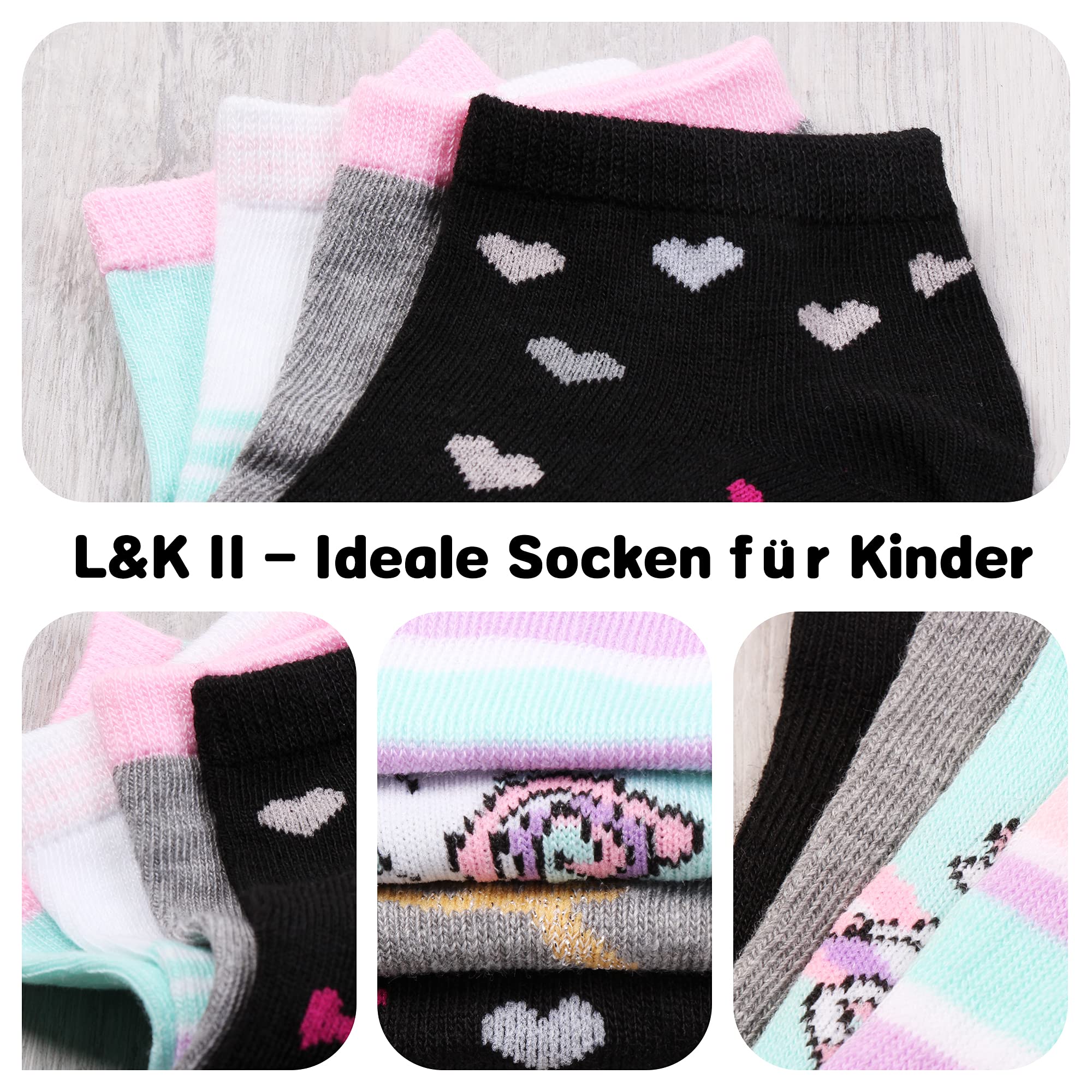 L&K-II 10/12 calzini per bambina con simpatici motivi calzini da ginnastica calzini per bambini in cotone colorato 2848 VA
