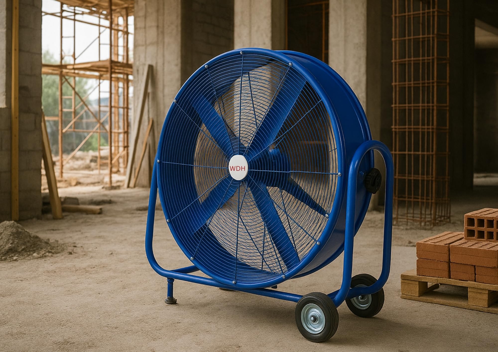 Aktobis Trommelgebläse, Industrieventilator WDH-TG105L mit 13.000 m3/h (Ø 105 cm), Spritzwassergeschützt (IP24) - blau