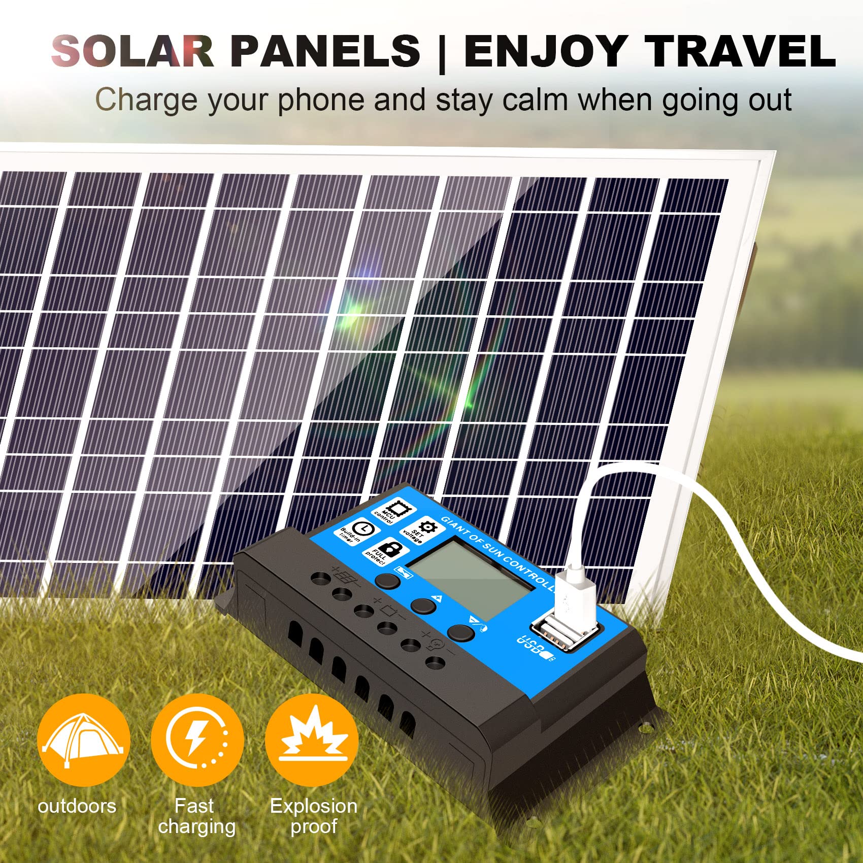 Chargeur de Batterie de Panneau Solaire 30W 12V + ContrôLeur 40A pour Camping-Car Camping-Car