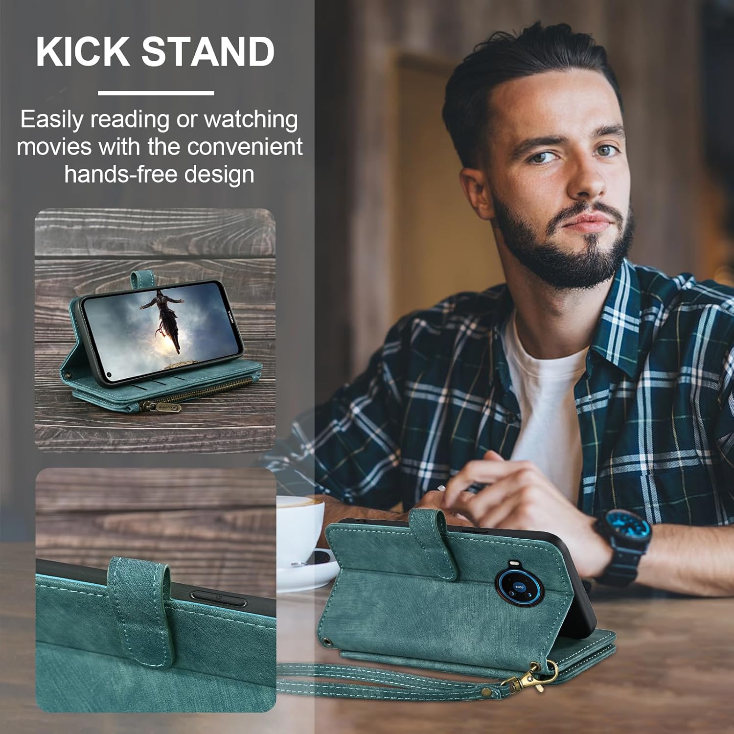 Asuwish Phone Case for Nokia X100 5G Wallet Cover and Tempered Glass Screen Protector Leather Flip Credit Card Holder Stand Lanyard Rugged Cell Accessories NokiaX100 X 100 100X TA-1399 Women Men Blue