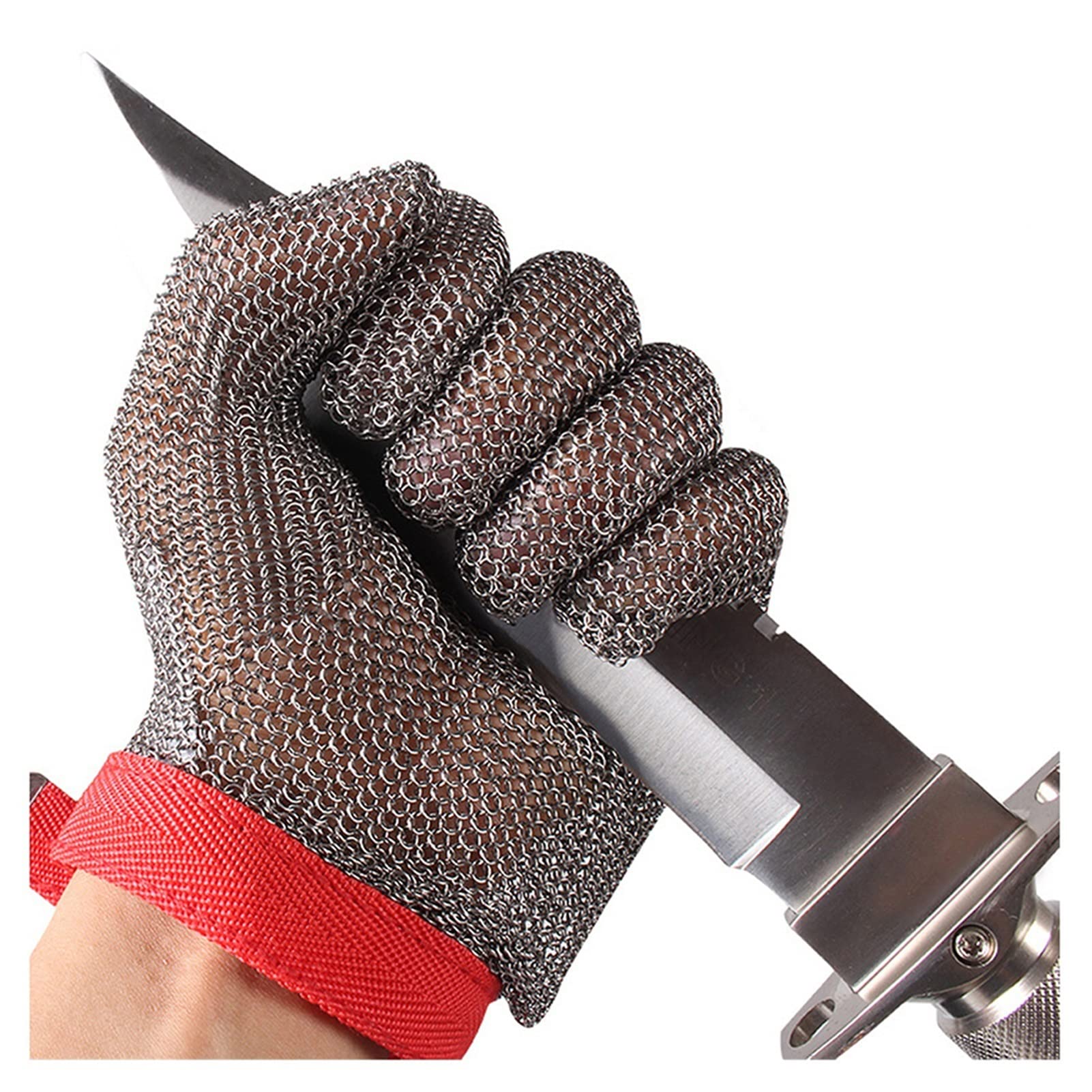 Guantes de Trabajo Guantes Metálicos De Protección De Seguridad, Guantes De Trabajo De Seguridad Anti-Cortes Y Anti-puñaladas, Guantes De Corte De Ropa para Sacrificio De Peces, 6 Tamaños (Size : M)