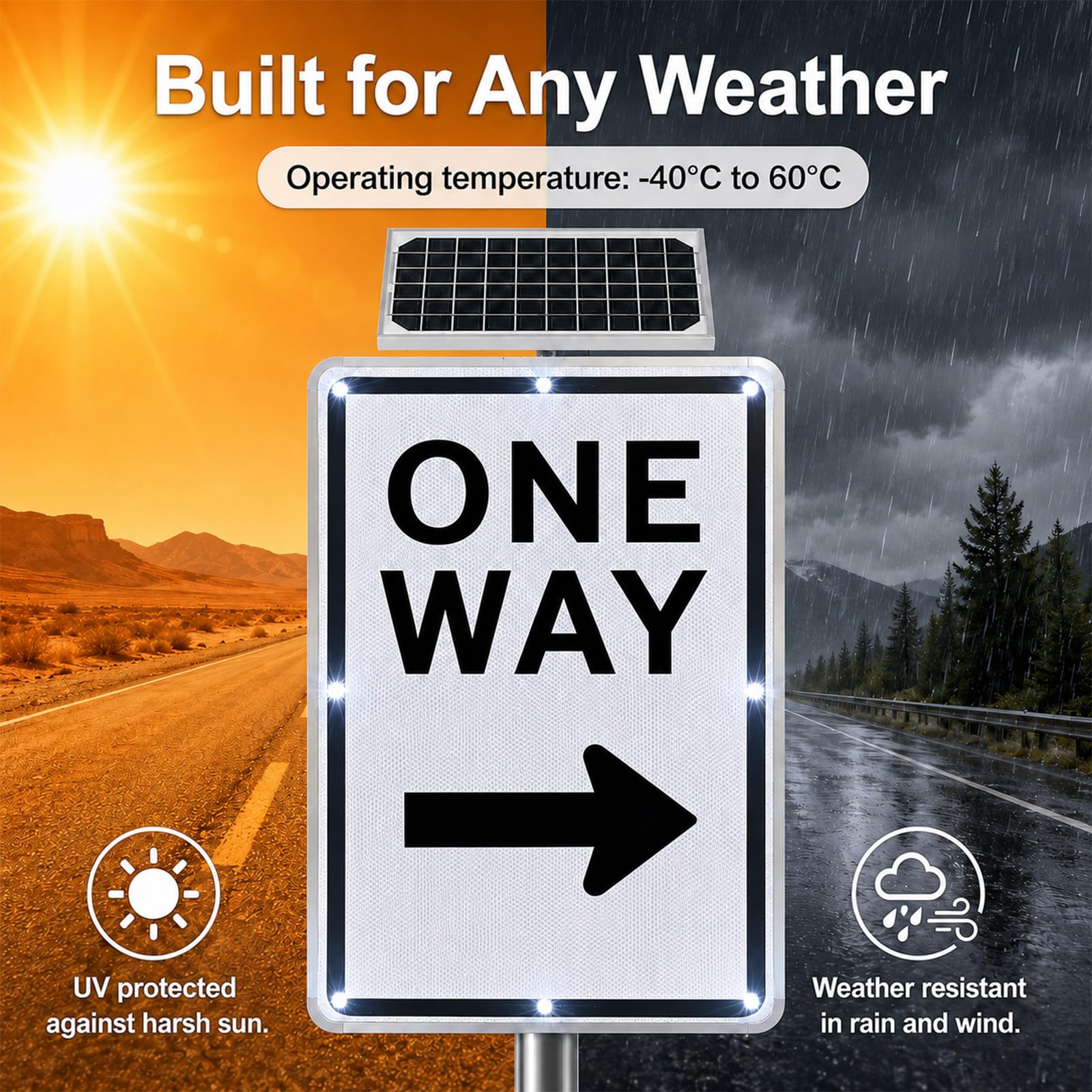 Señal de Flecha de Sentido único de 18x24 Pulgadas RightArrow | Metal inoxidable con orificios de montaje, duradero para entradas de vehículos, estacionamientos y caminos privados