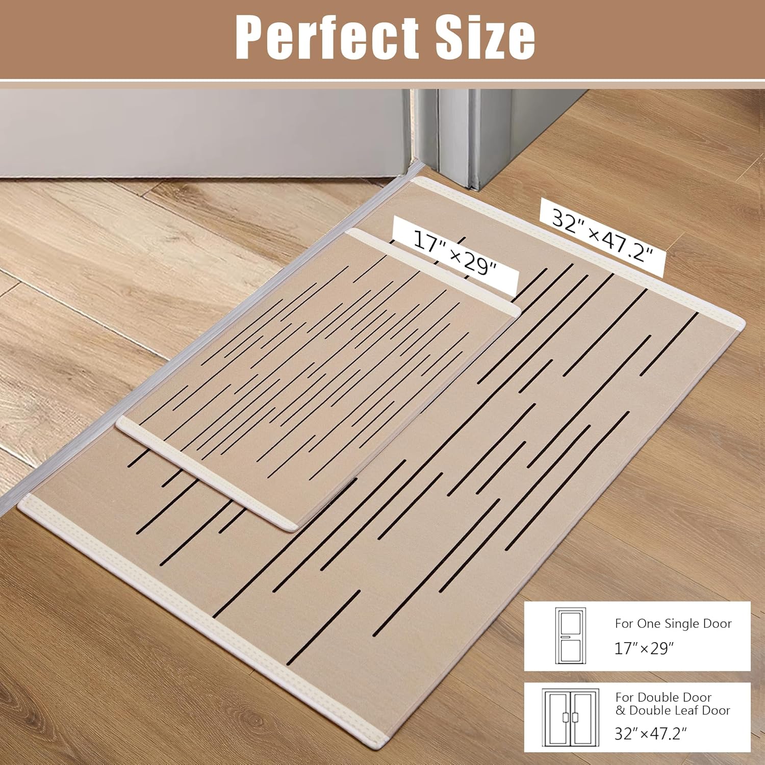 VECELO Front Door Mat Indoor Welcome Mat Outdoor, Absorbent Muddy Kitchen Rugs for Home Entrance Floor, Durable Entryway Rug, Non-Slip Rubber Backing Doormat, Easy Clean, Low Profile, 47"x32"