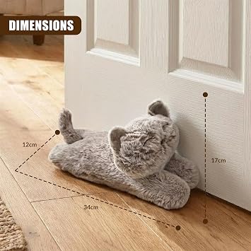 GEEZY Weighted Cat Door Stop Animal Design - Heavy Decorative Fabric Pet Floor Stopper - Fluffy Novelty Decor for Bedroom, Living Room, Cute Home Gift for Cat Lovers, Assorted Colours