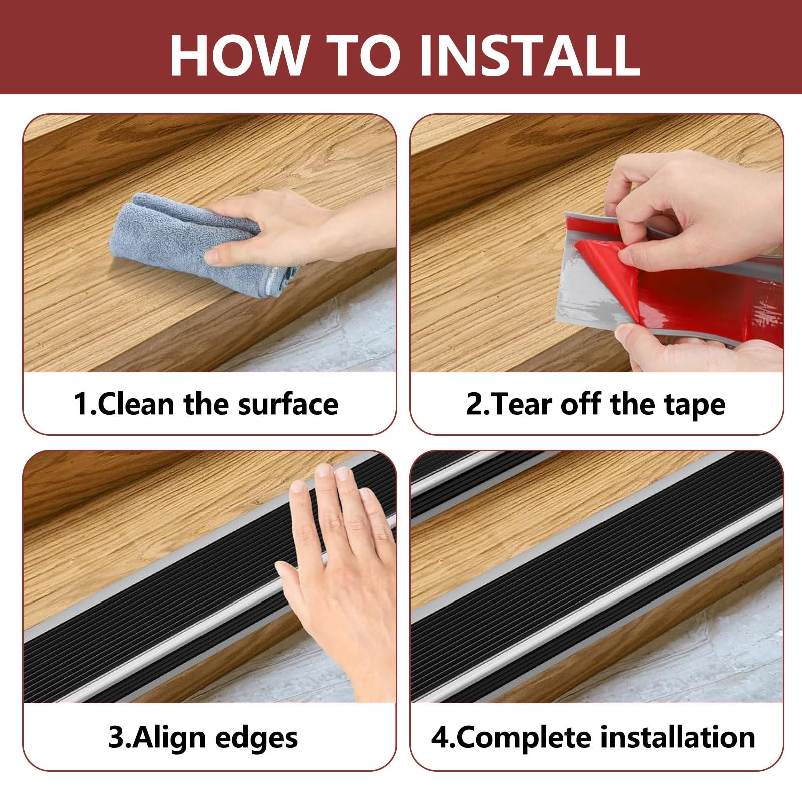 Tira De Vinilo Autoadhesiva Antideslizante Para Escalera, Borde De Escalera De Goma De PVC, Perfil De Borde De Escalera Autoadhesivo, Perfil De ÁNgulo De La Nariz De La Escalera, Cantonera Protector(W