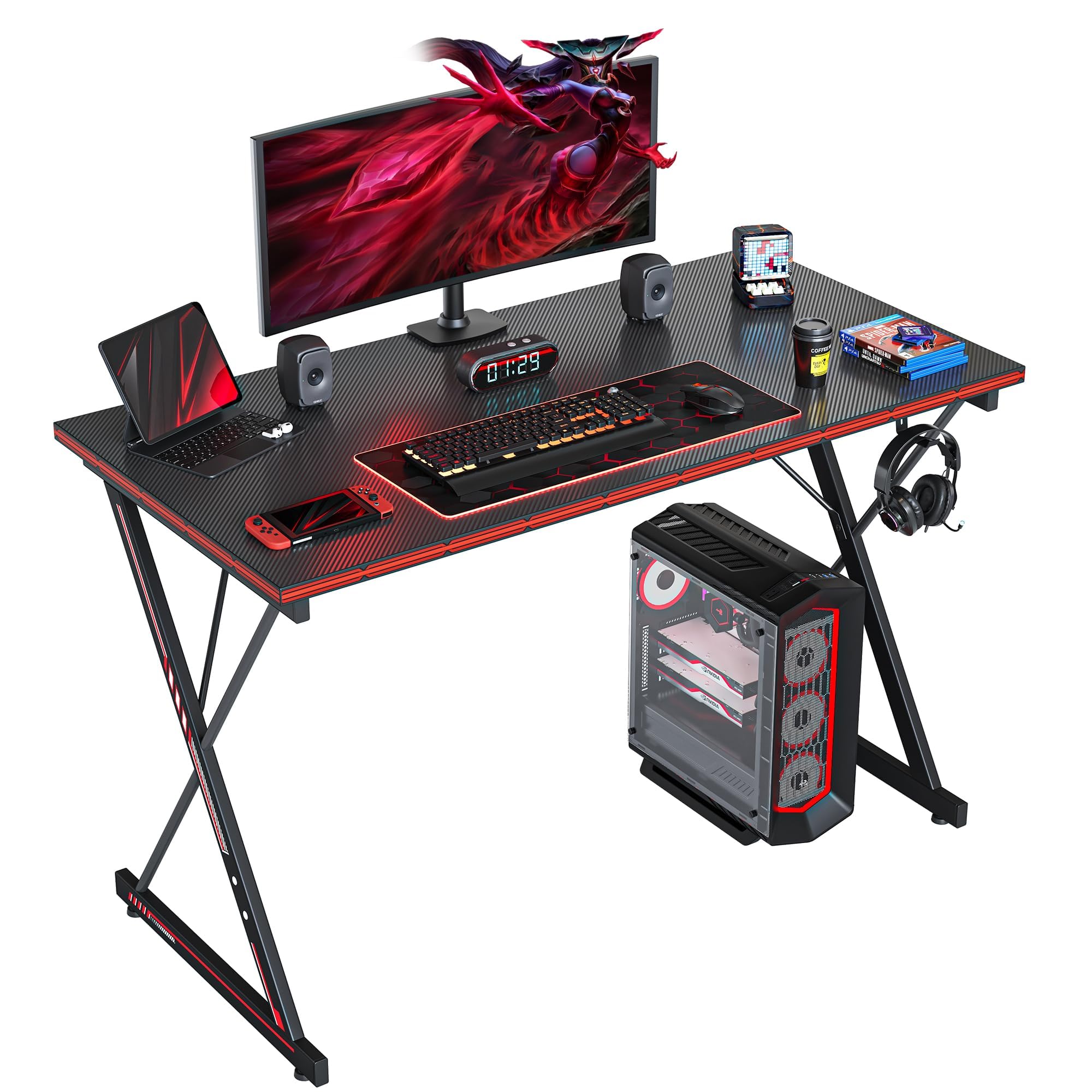 CubiCubi Eenvoudig gamingbureau Z-vormig 120 x 60 cm