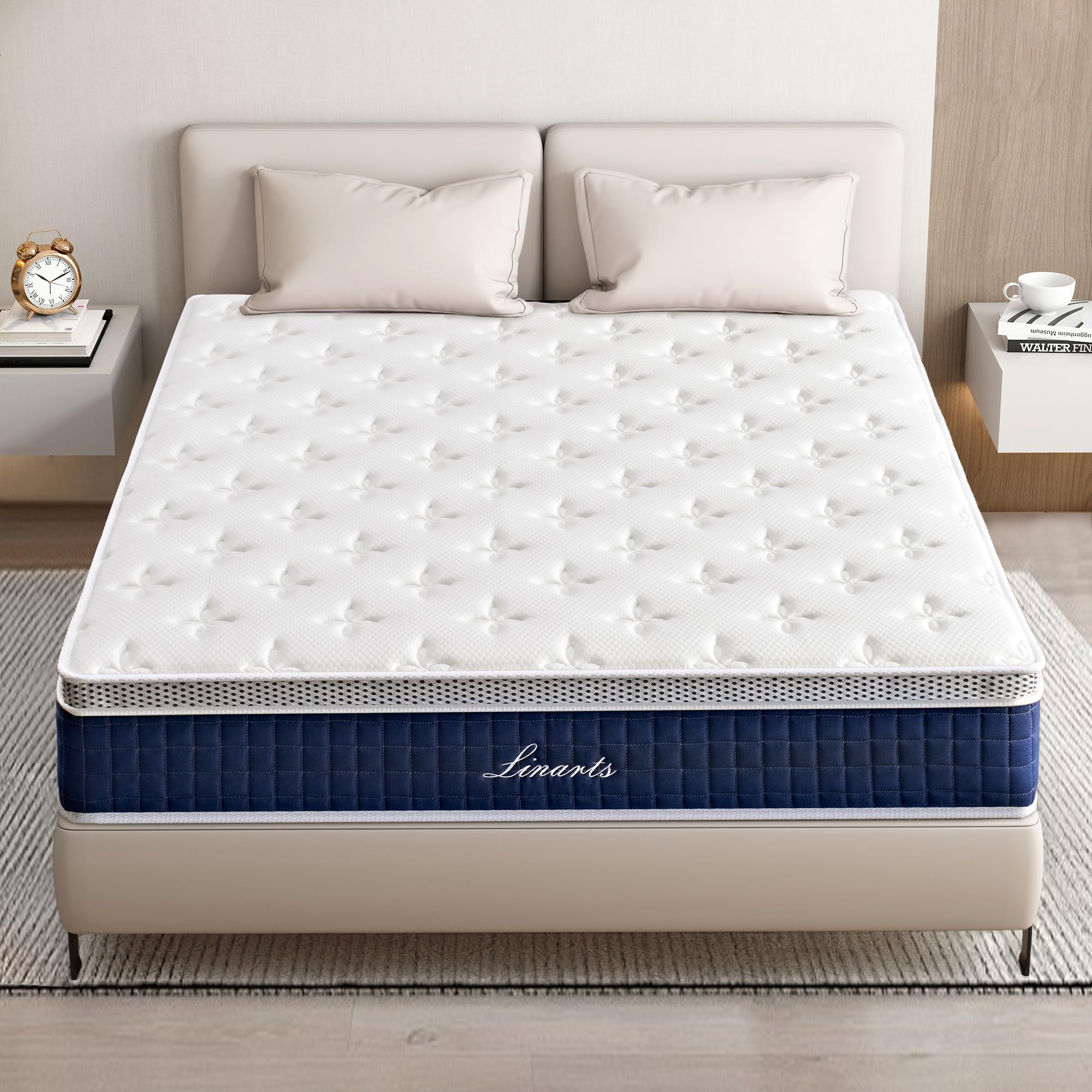 Full Size Mattress, 12 Inch Full Mattress, High Density Resilience Sponge Mattress, Medium Firm Soft Comfort White Mattress, Relieves Pressure and Pain, Plush Feel with Supportive Structure
