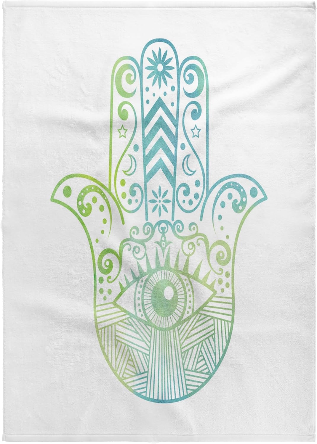 3dRose Hamsa Hand Green and Blue Watercolor 22x30 Bath Hand Pool Towel
