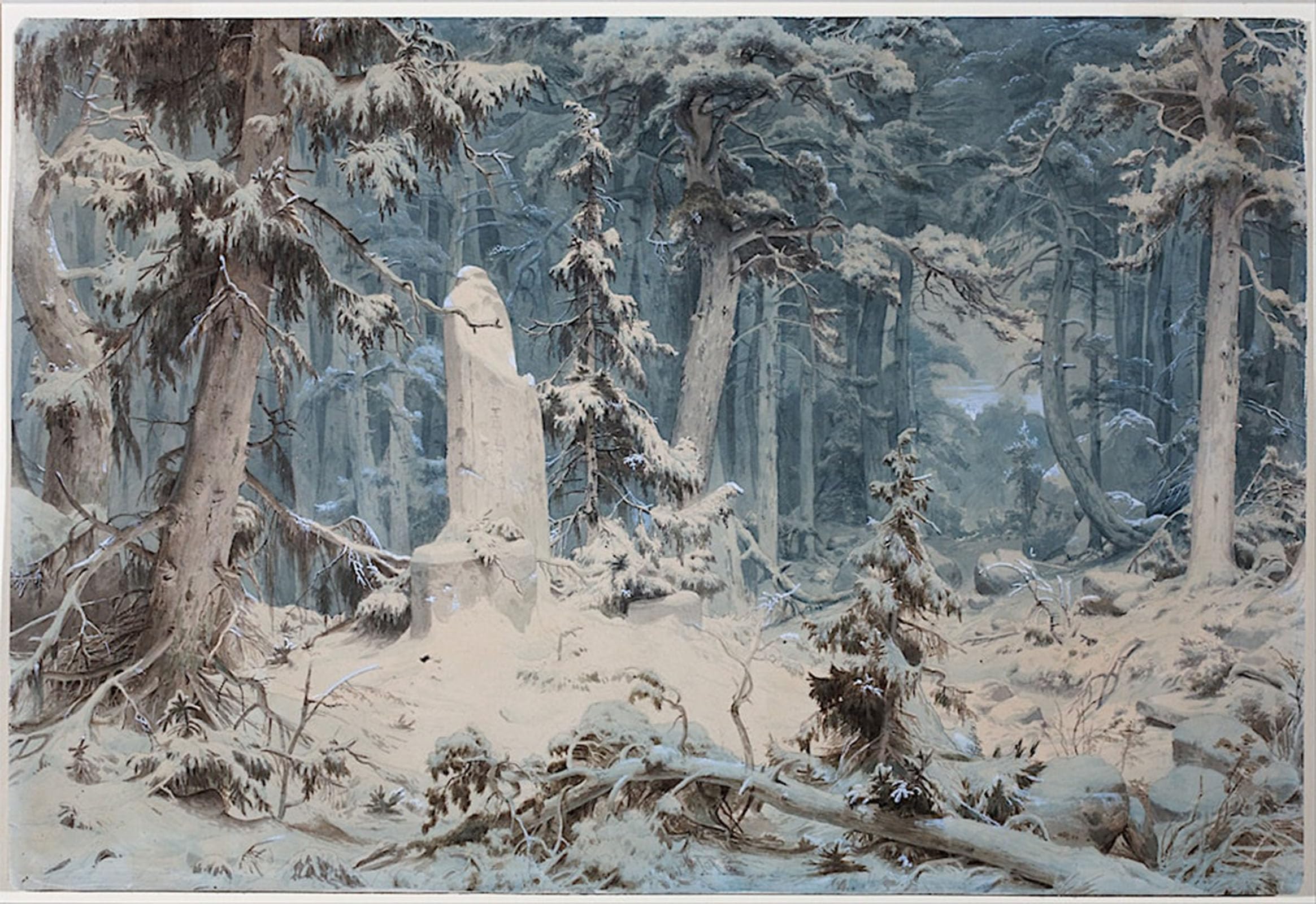 POSTERIIk Vintage Print Pop Art Landscape Artwork Snowy Forest by Andreas Achenbach Art Prints for Office Home Decor 60x90cm