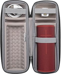 Ultimate Ears Boom 3 Waterproof Bluetooth Speaker (Sunset Red) with Included USB Cable Bundled with Knox Gear Protective Padded Case and Wall Plug (3 Items)