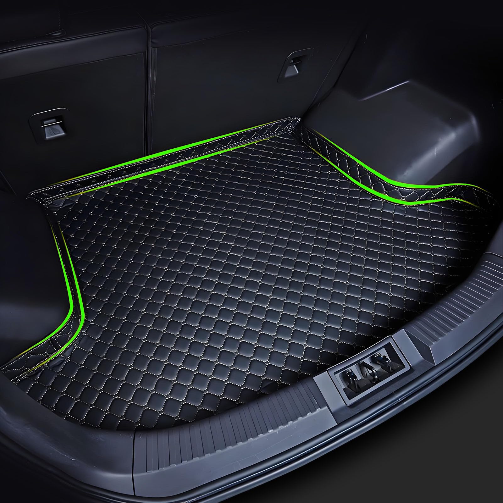 R-timer Boot Mat suitable for BYD Atto 3 EVO 2026 2027, Leather Boot Liner Waterproof All Weather Cargo Protector Anti Slip Heavy Duty Durable Interior Car Mats,BlackWhite