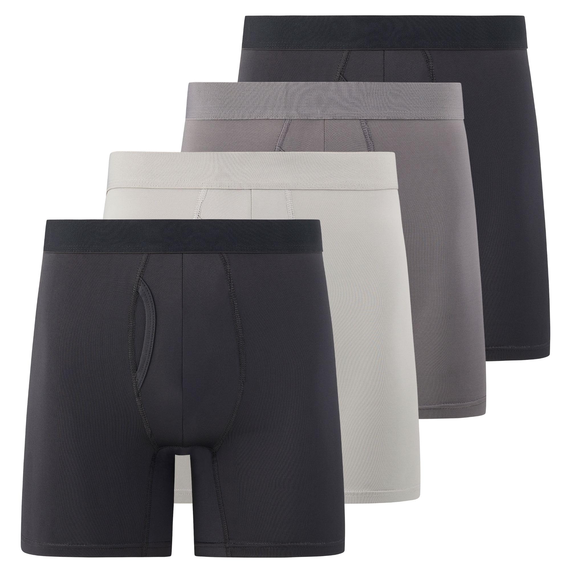 Mens Boxer Briefs Pack of 4 Microfiber Boxers for Men Tagless Moisture Wicking Breathable Mens Underwear