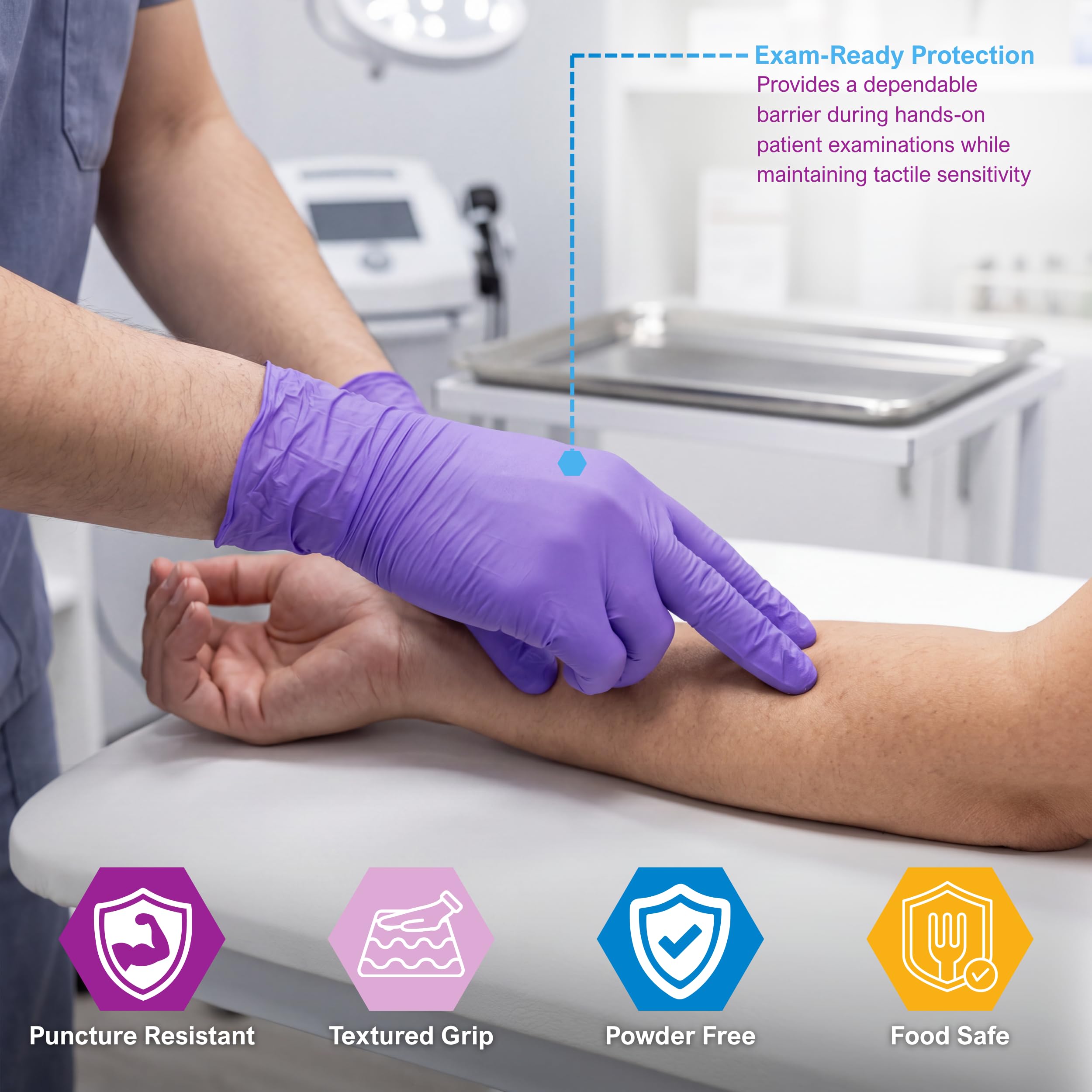 Medpride powder-free nitrile Exam Gloves, medium, box/100
