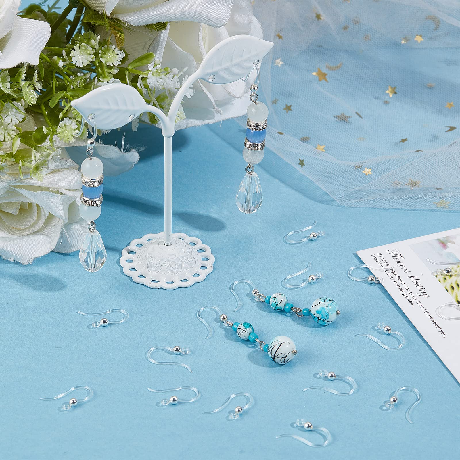 SUNNYCLUE 1 Boîte De 80 Crochets D'oreilles En Plastique Transparent De