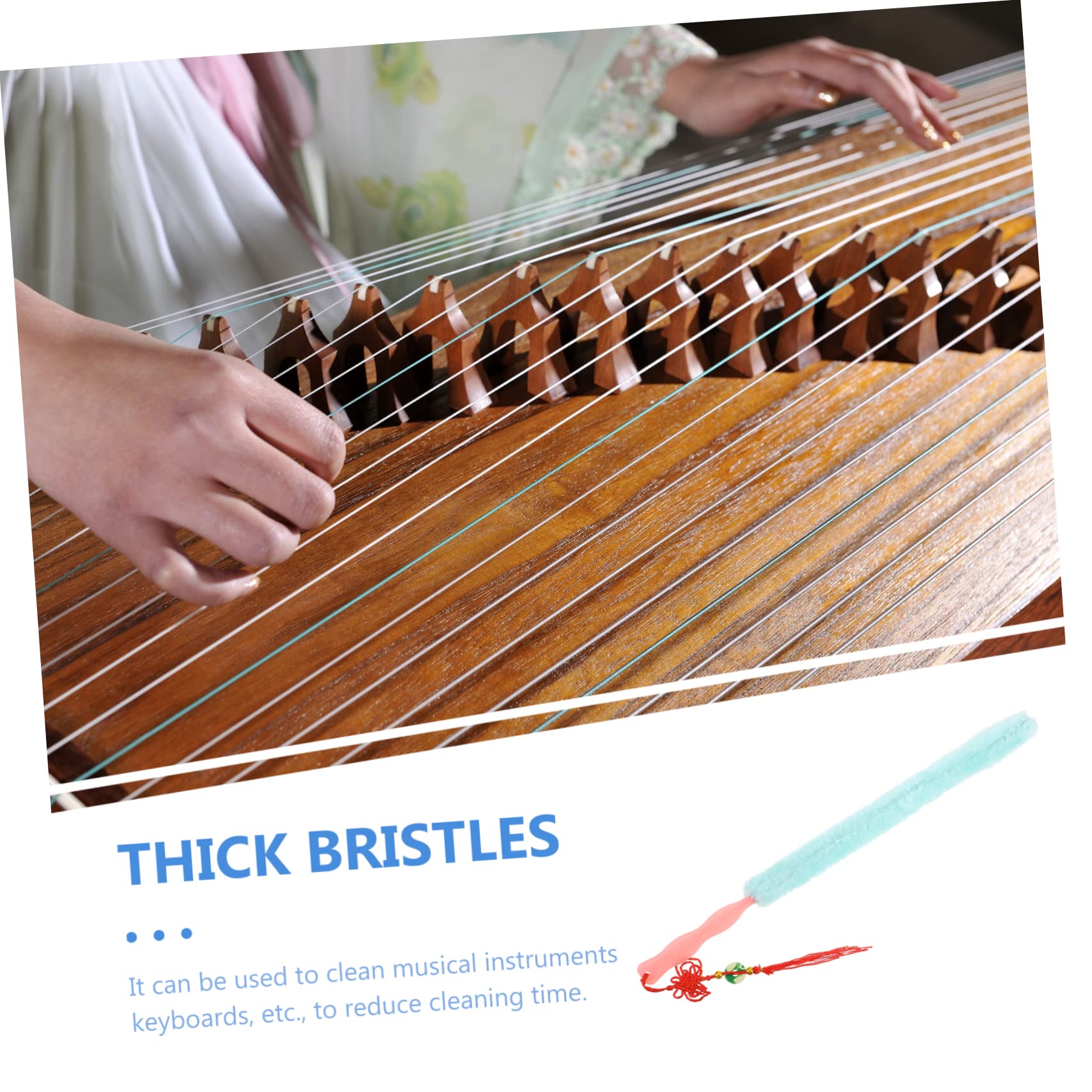 BIUDECO 1Pc Long Guzheng Cleaning Brush Durable Instrument Cleaning Tool for Dust Removal Random Color for Maintaining Guzheng Life and Performance