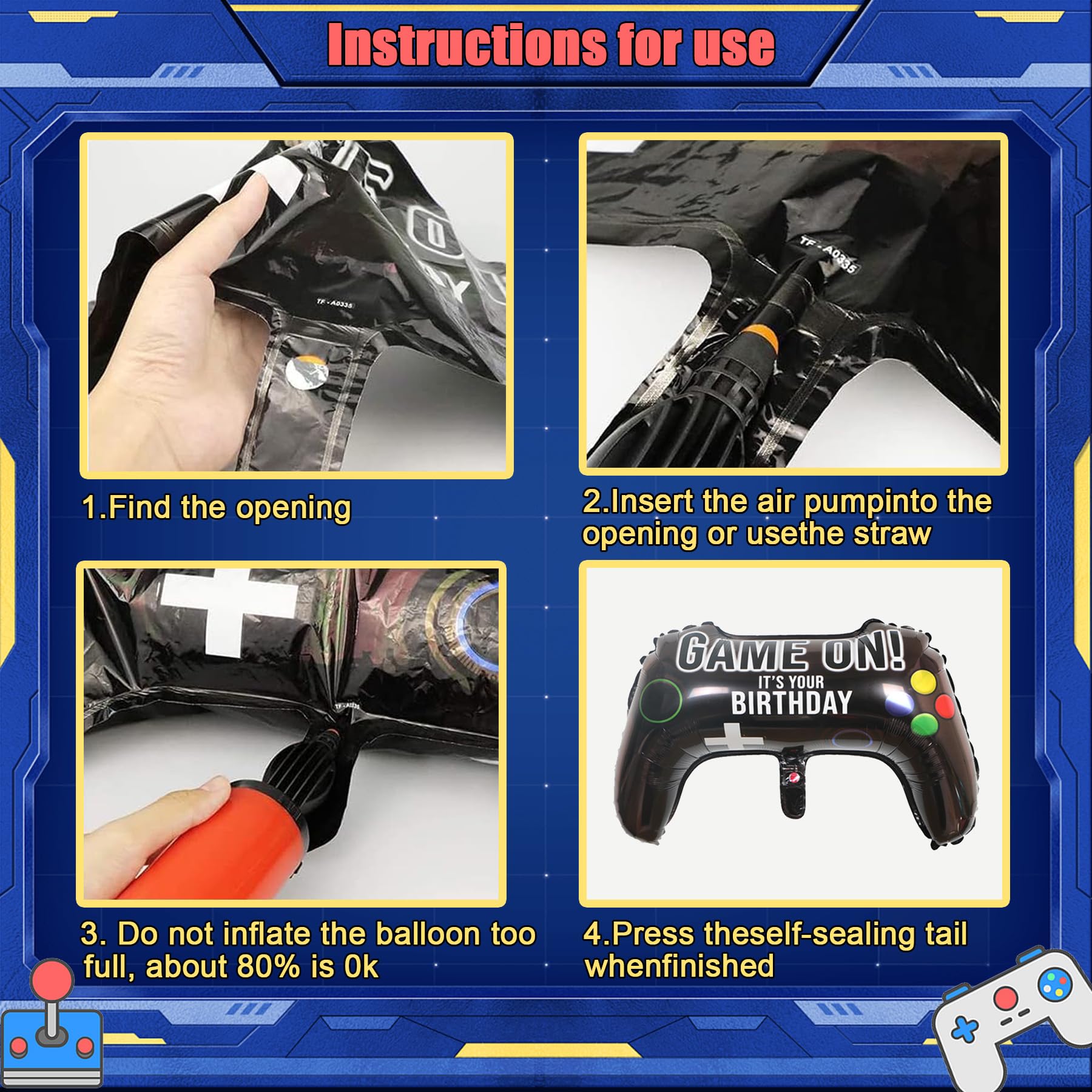 Decorazione Compleanno Tema Videogiochi Per 9 Anni - Set 43 Pezzi In Blu E Nero - Foto 1