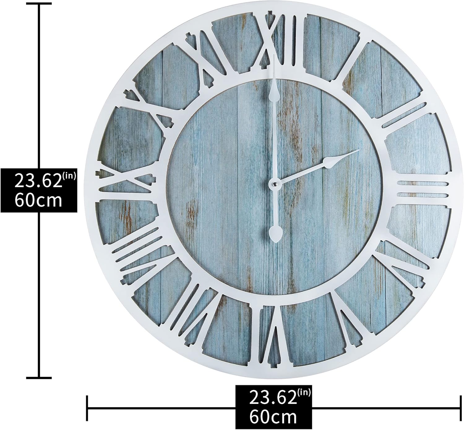 Buy Wood Wall Clock Farmhouse Style Metal Silent Non Ticking Round
