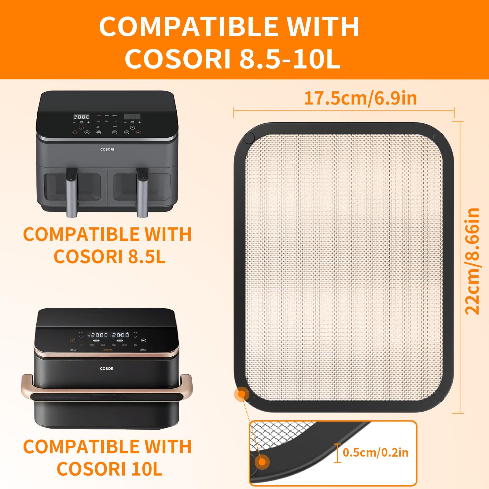 2 Pièces Grille Protection Anti Eclaboussure Air Fryer