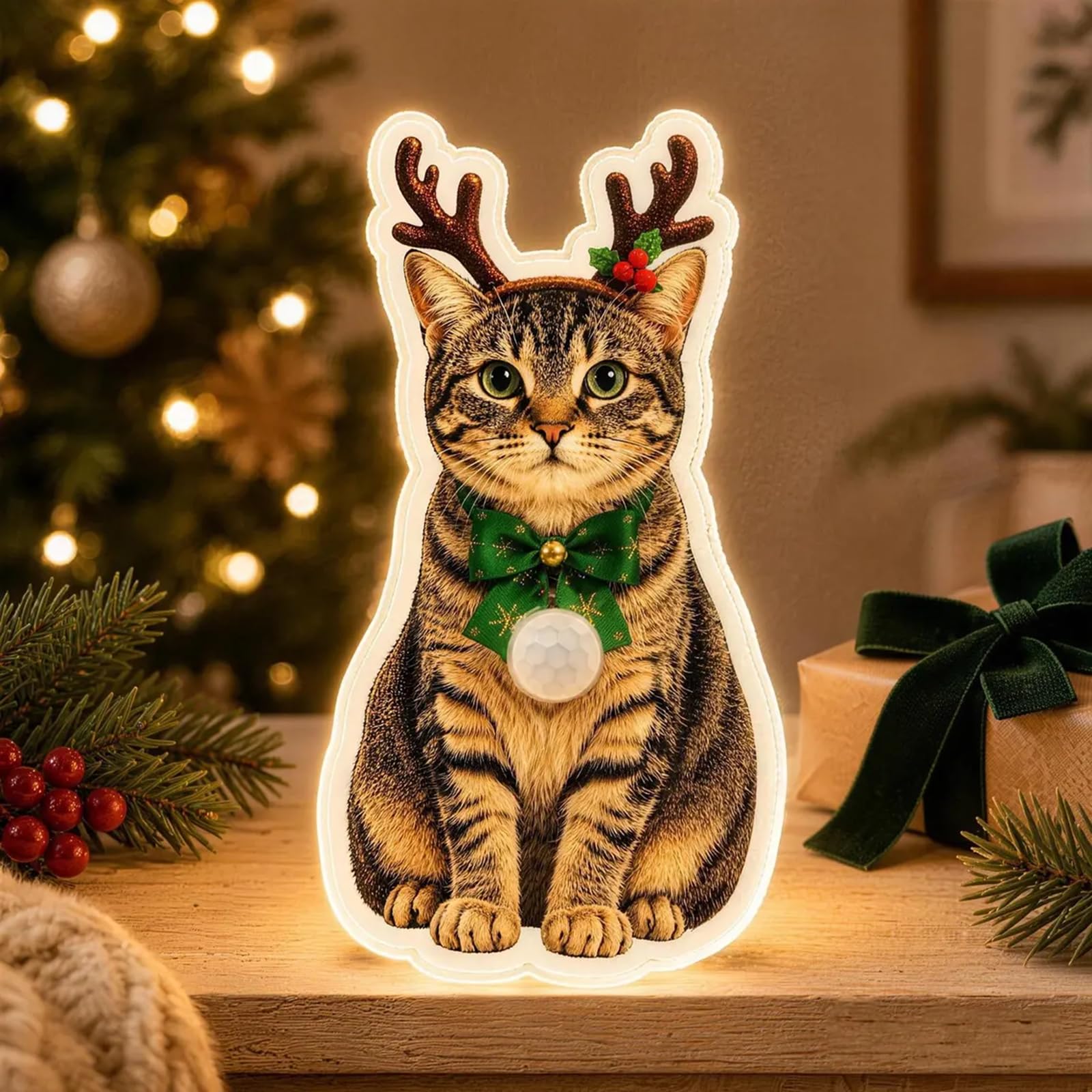 Luz nocturna personalizada con sensor de movimiento para mascotas, sensor 3D personalizado, decoración de pared para perro, luz nocturna 3D personalizada para mascotas (35 cm)