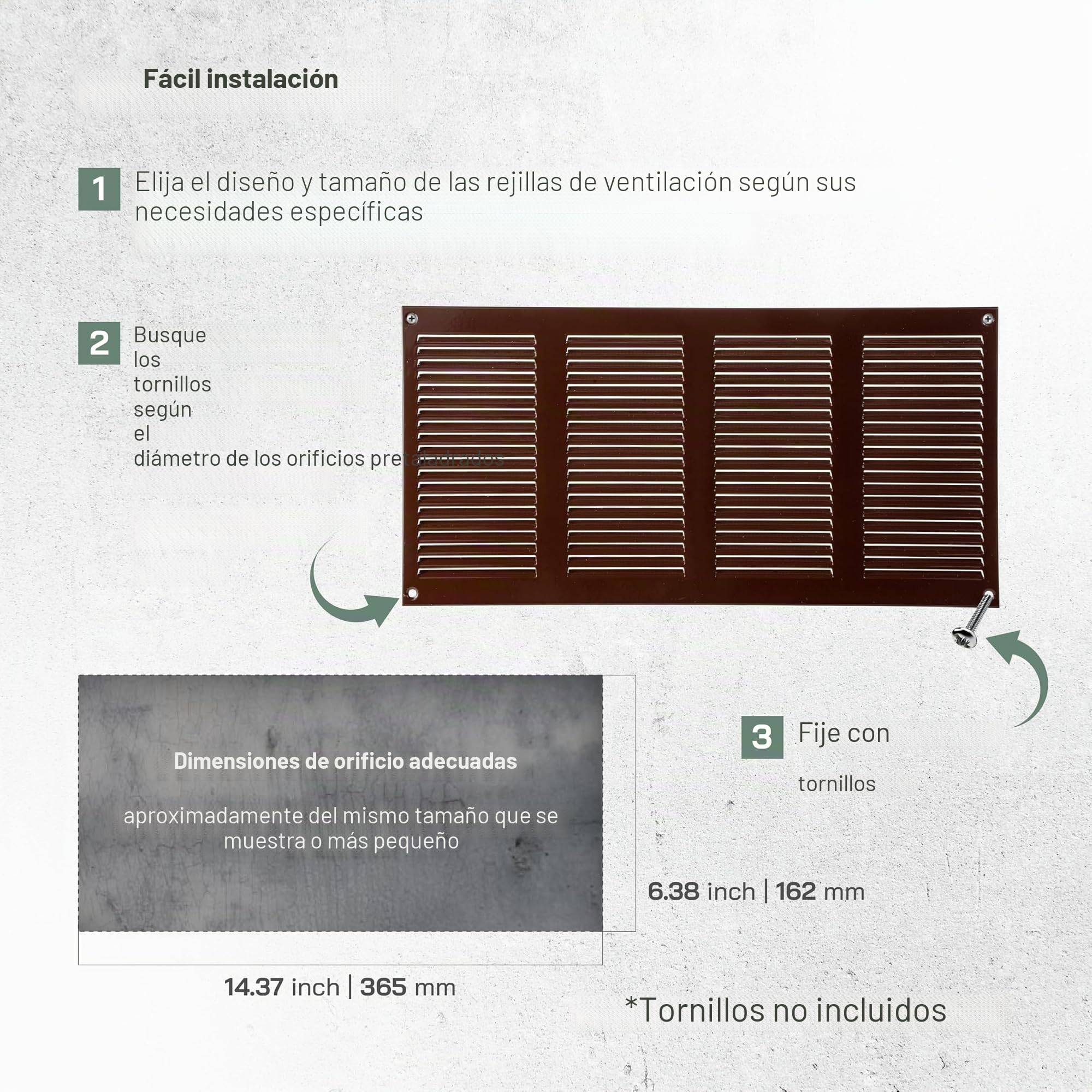 Vent Systems Rejilla de ventilación de Metal para Rejilla de ventilación de 200 x 400 mm, Color marrón