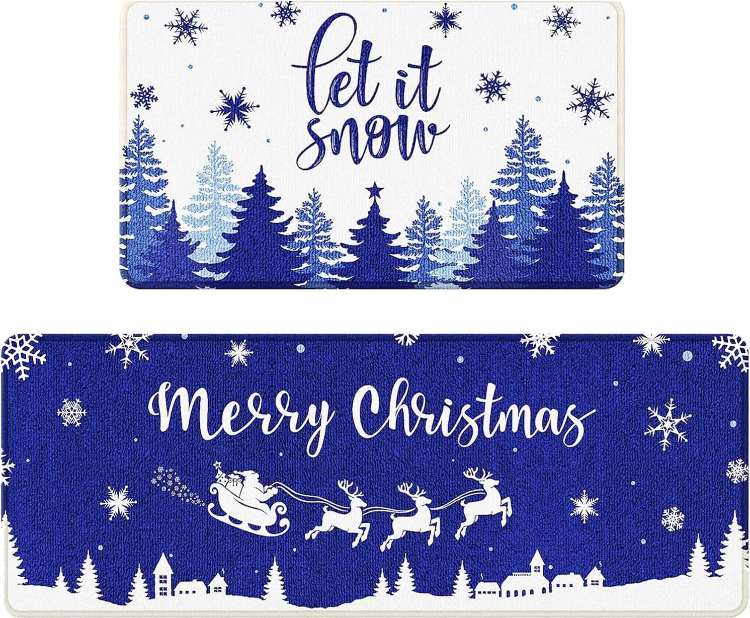 Christmas Kitchen Rugs, Thick Red Xmas Tree Kitchen Mats for Home Indoor, Non-Slip Washable Carpet Kitchen Rugs Featuring Candy Canes Festive Farmhouse Holiday Christmas Bathroom Decor - 17x28,17x47